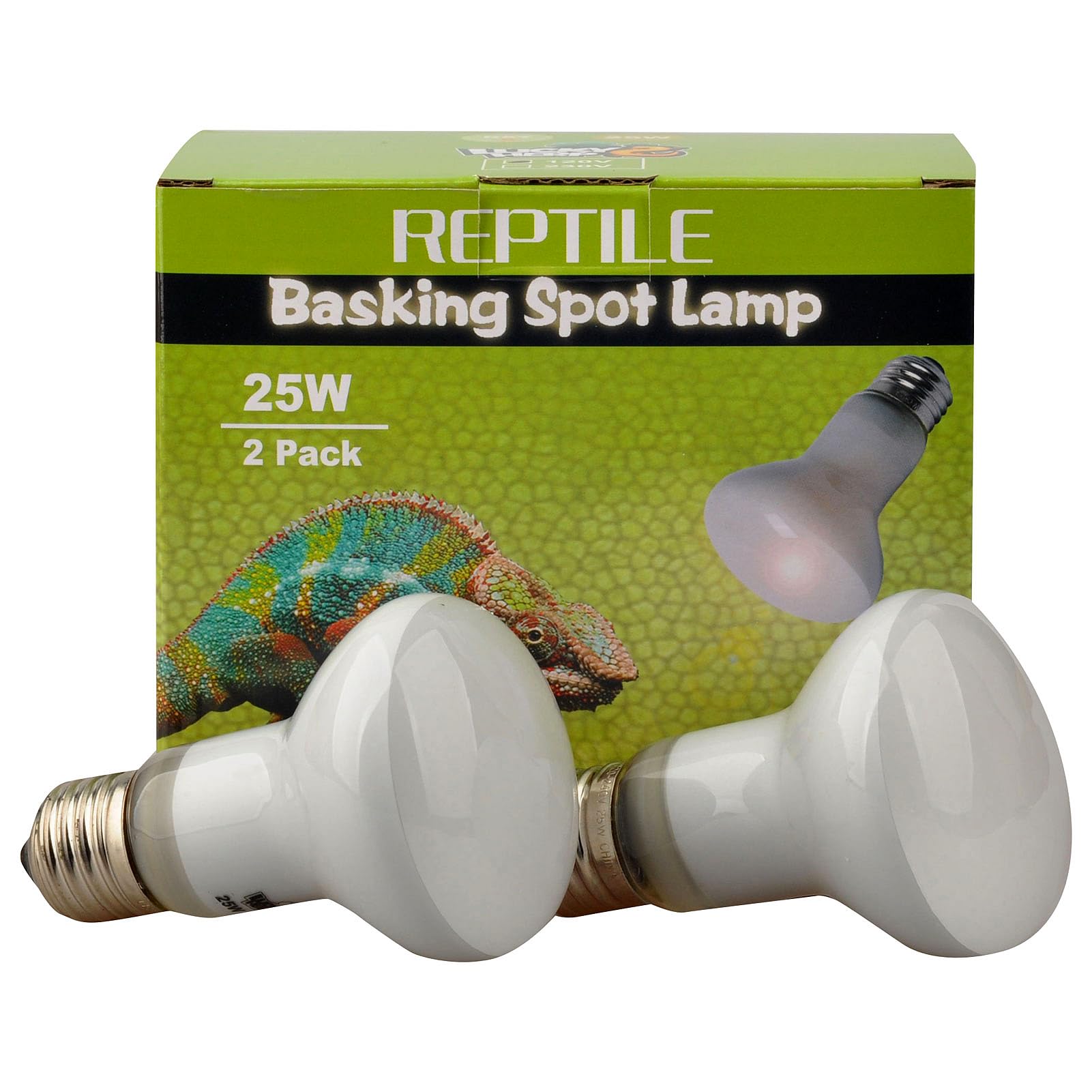 LUCKY HERP Reptile Basking Spot Lamp - 25W Daylight Heat Bulb 2-Pack for Terrariums & Vivariums - Ideal for Lizards, Turtles, and Snakes