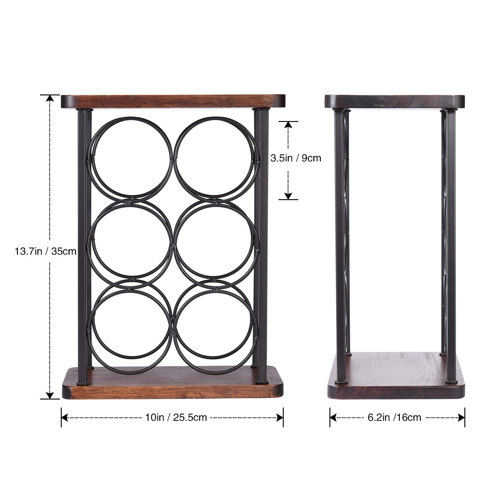 Premium Wooden Countertop Wine Rack - Holds 6 Bottles - Elegant Home & Kitchen Storage for Bar, Cellar, Cabinet, Pantry - Perfect for Entertaining & Wine Display