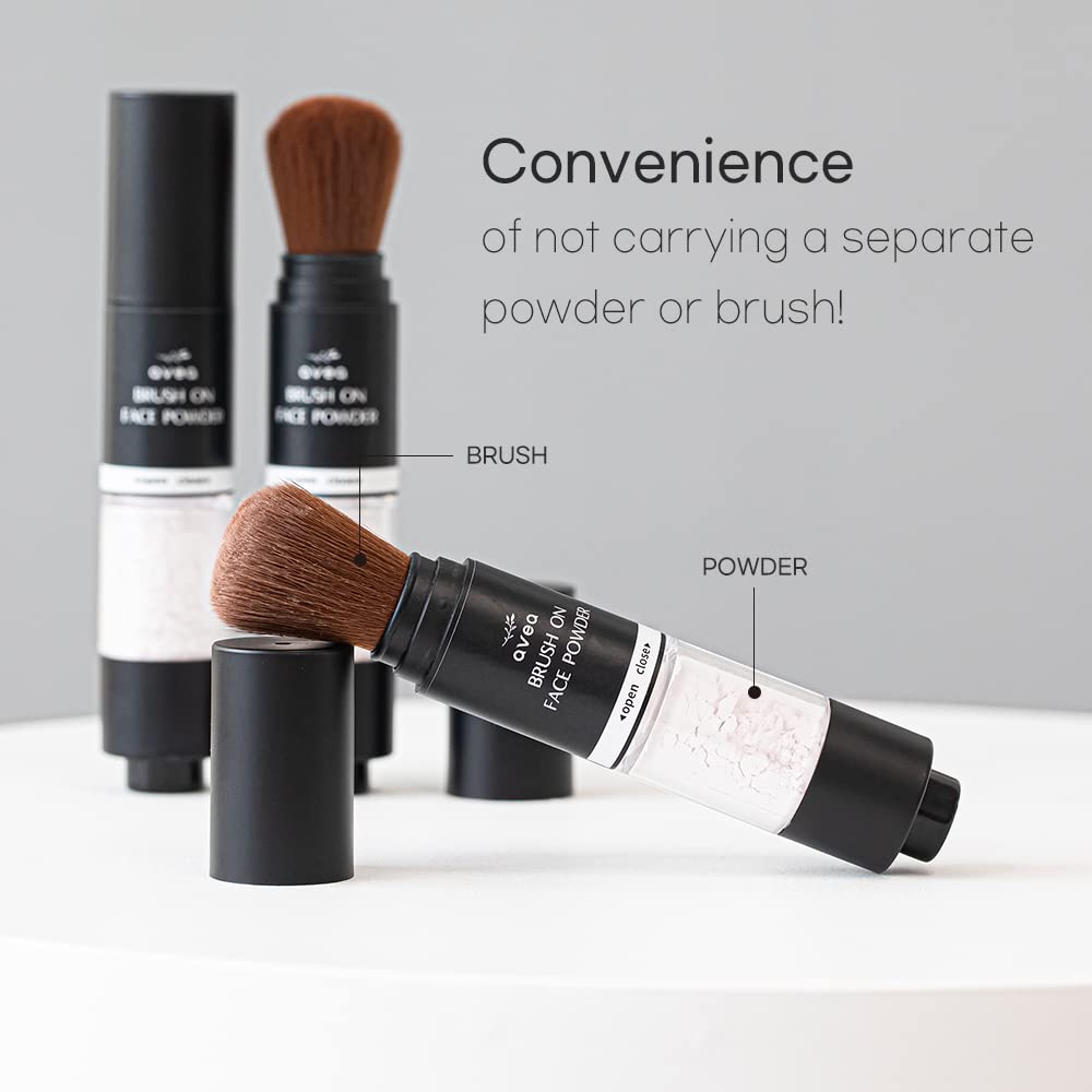 AVEA Brush On Face Powder - Oil Absorbing Mineral Makeup for Oily Skin | Korean Beauty & Skin Care | Daily Use Foundation & Makeup Fixer | 0.141 Oz | Perfect for Touch-Ups & Long-Lasting Coverage