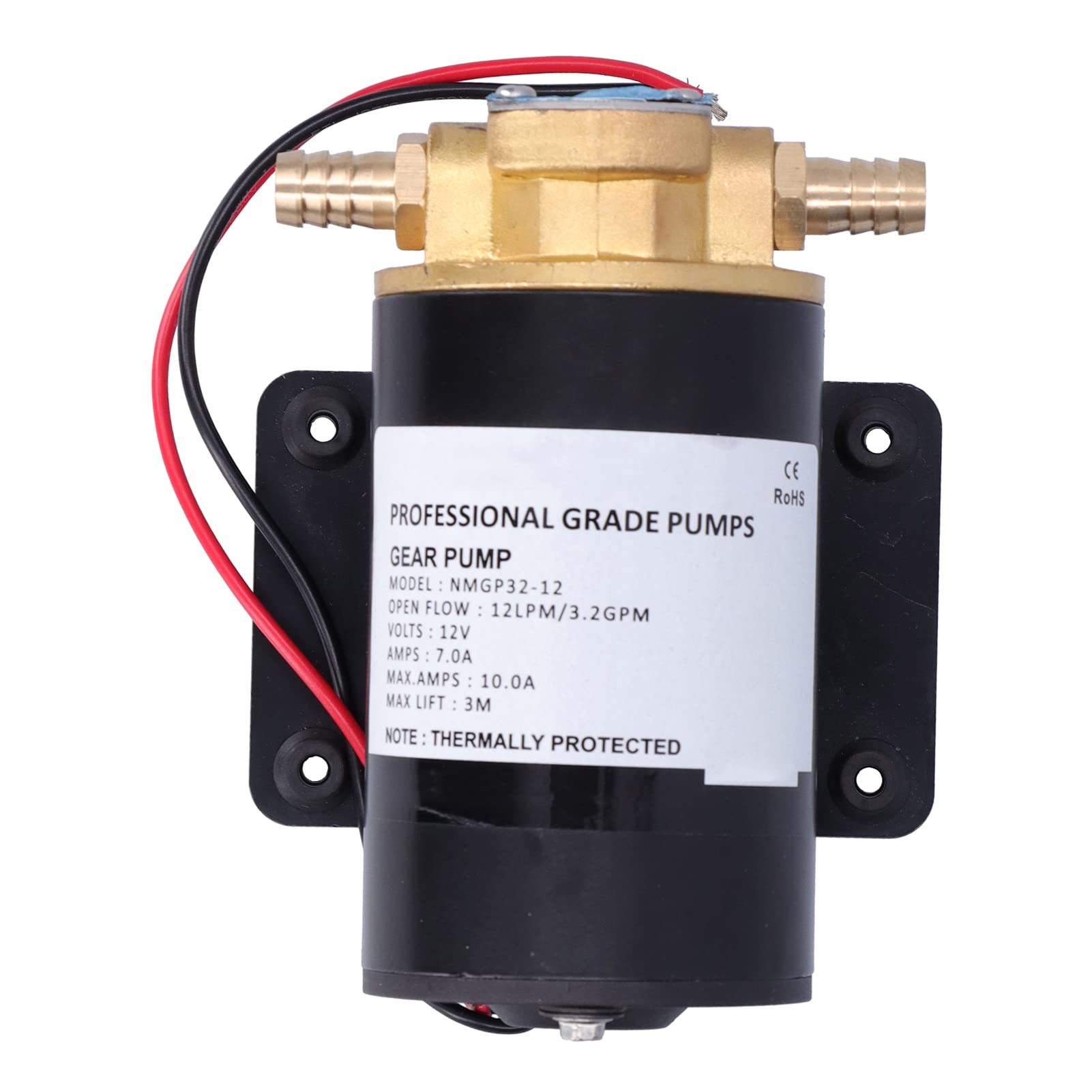 12V 12LPM 9.8ft Self-Priming Gear Pump for Water, Fuel, Oil Transfer - Ideal for Marine, RV, and Industrial Fluid Transfer Applications