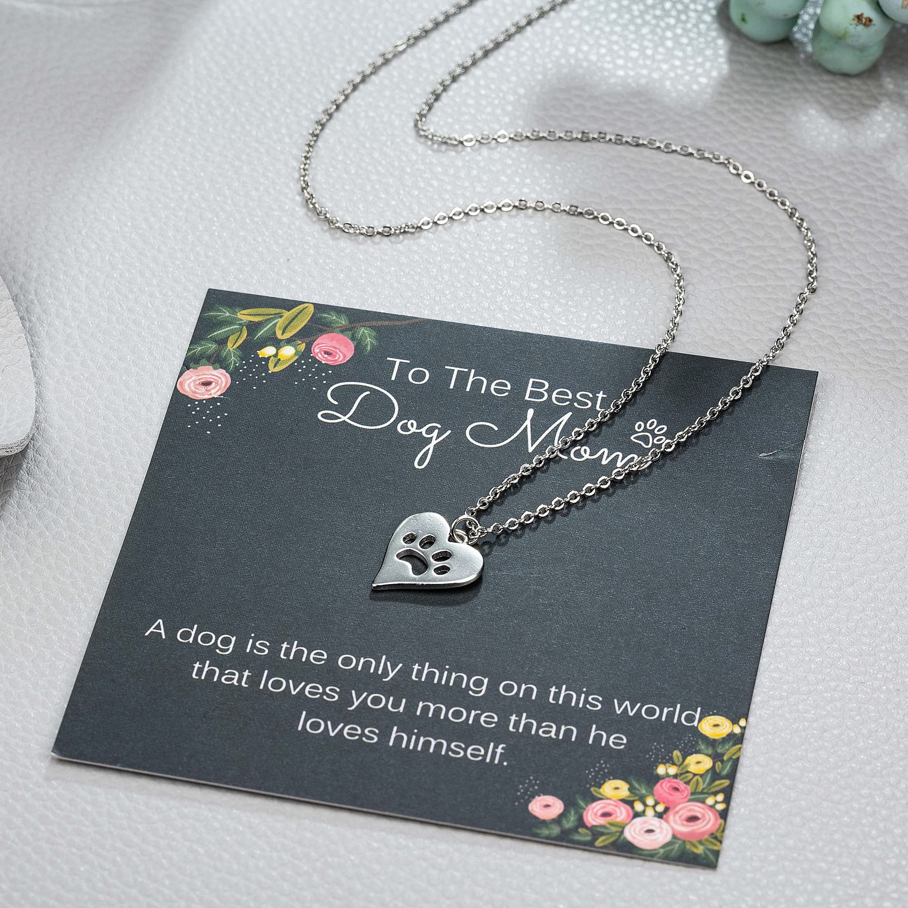 925 Sterling Silver Dog Paw Necklace with Heart Pendant - Perfect Gift for Dog Moms, Dog Lovers & Sympathy for Loss of Pet - Ideal for Mother's Day, Memorials & Everyday Wear