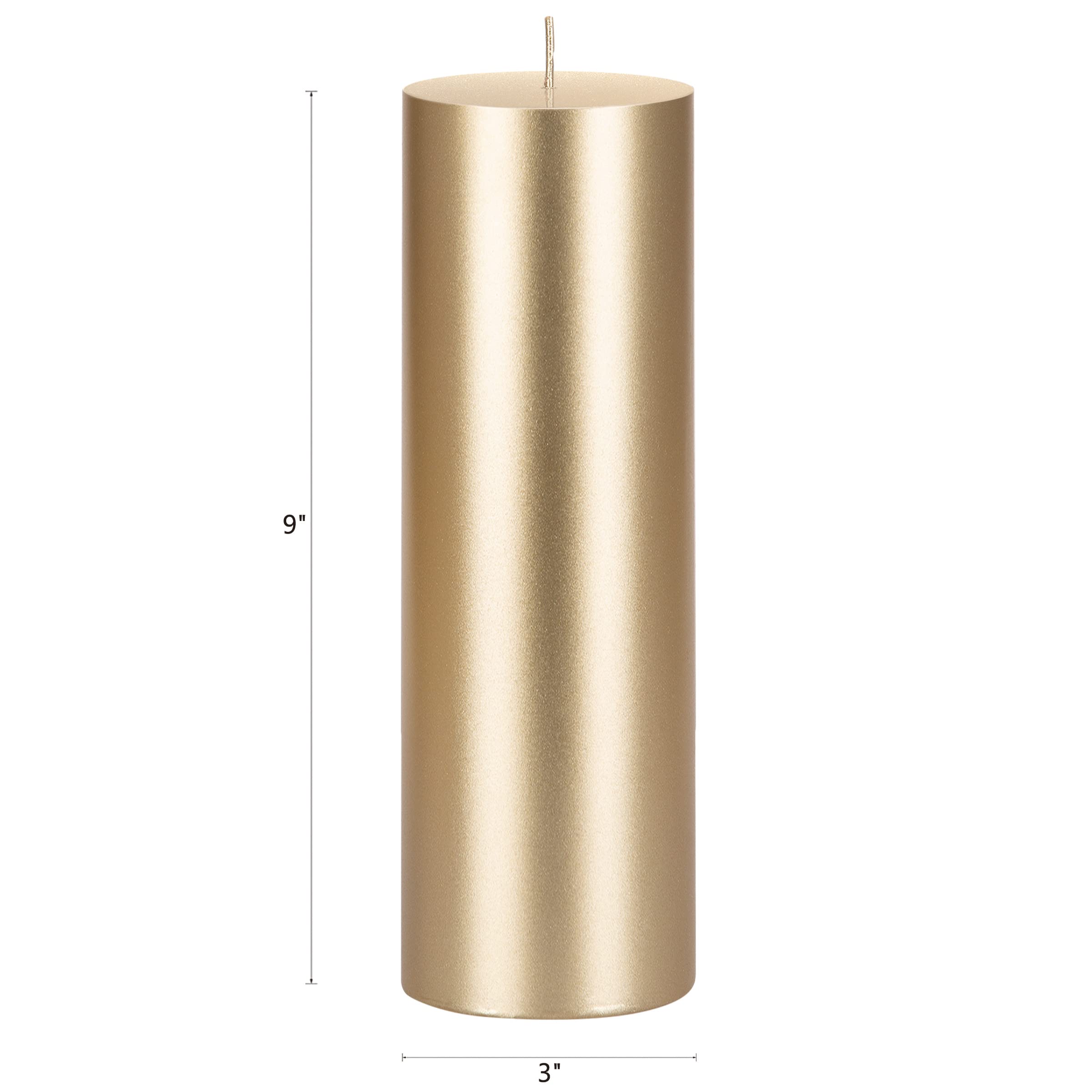 Premium Unscented Solid Gold Pillar Candle - 3