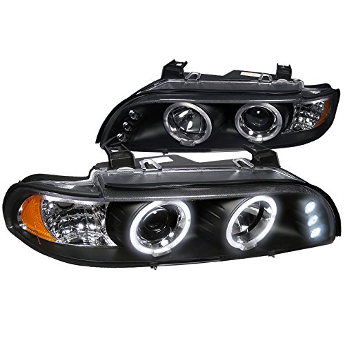 Spec-D Tuning 2LHP-E3997JM-TM LED Projector Headlights for BMW E39 528i & 540i - Dual Halo Black Housing - Upgrade Your Night Driving Visibility (Perfect for Street Racing & Night Commutes)
