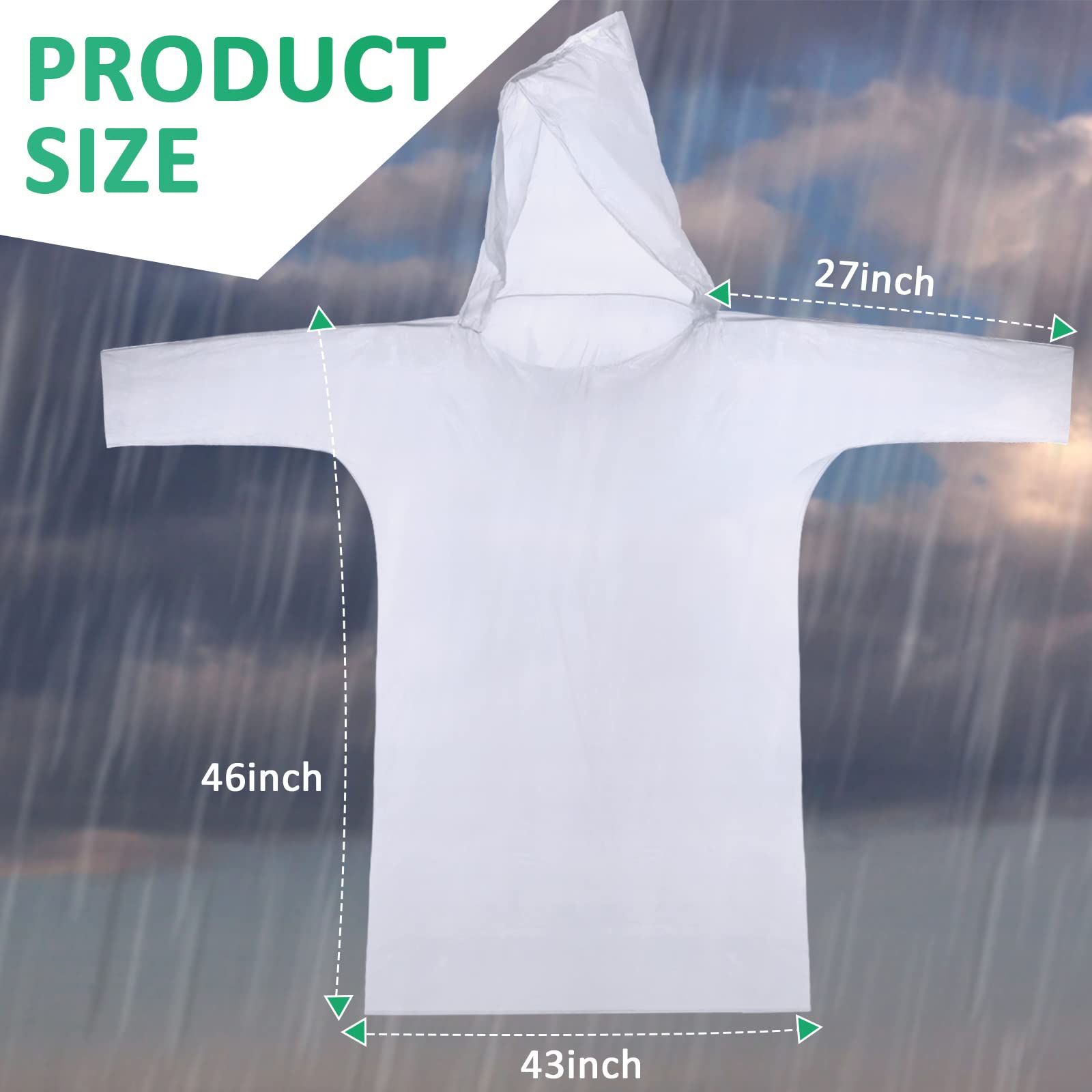 Wesiti 300 Pack Disposable Rain Ponchos with Hood - Waterproof Emergency Rain Gear for Adults, Men & Women - Perfect for Travel, Camping, Hiking, Outdoor Events & Sports Activities