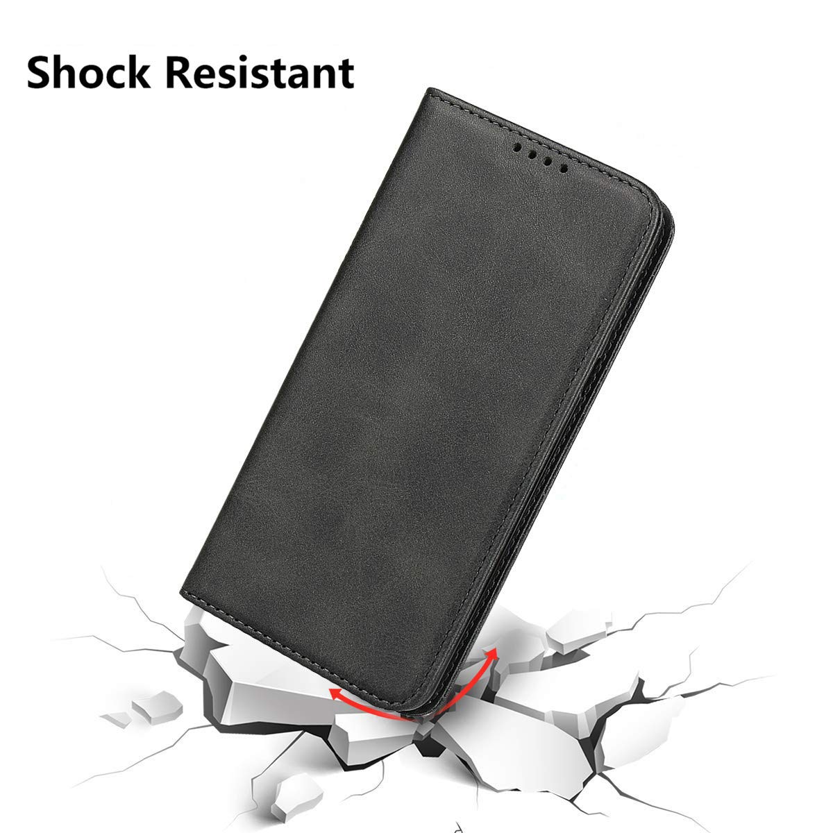 Premium PU Leather Magnetic Wallet Case for Motorola One Action - 3 Card Slots Holder with Soft Inner Shell & Kickstand | Dark Gray | Perfect for Work, Travel & Everyday Protection