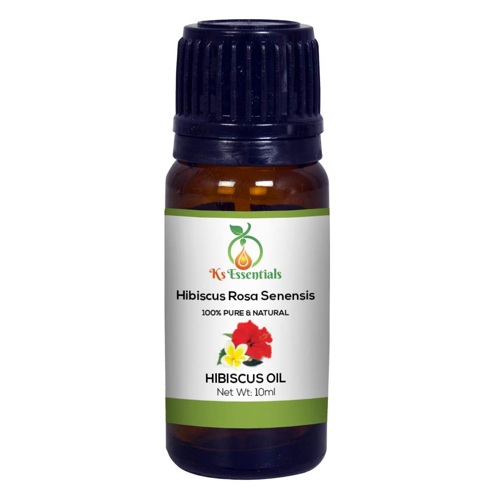 Ks Essentials 100% Pure Hibiscus Oil (Hibiscus Rosa-Sinensis) 10ml - Natural Therapeutic Grade for Hair Growth, Skin Care & Aromatherapy - Perfect for DIY Beauty Products & Massage Therapy