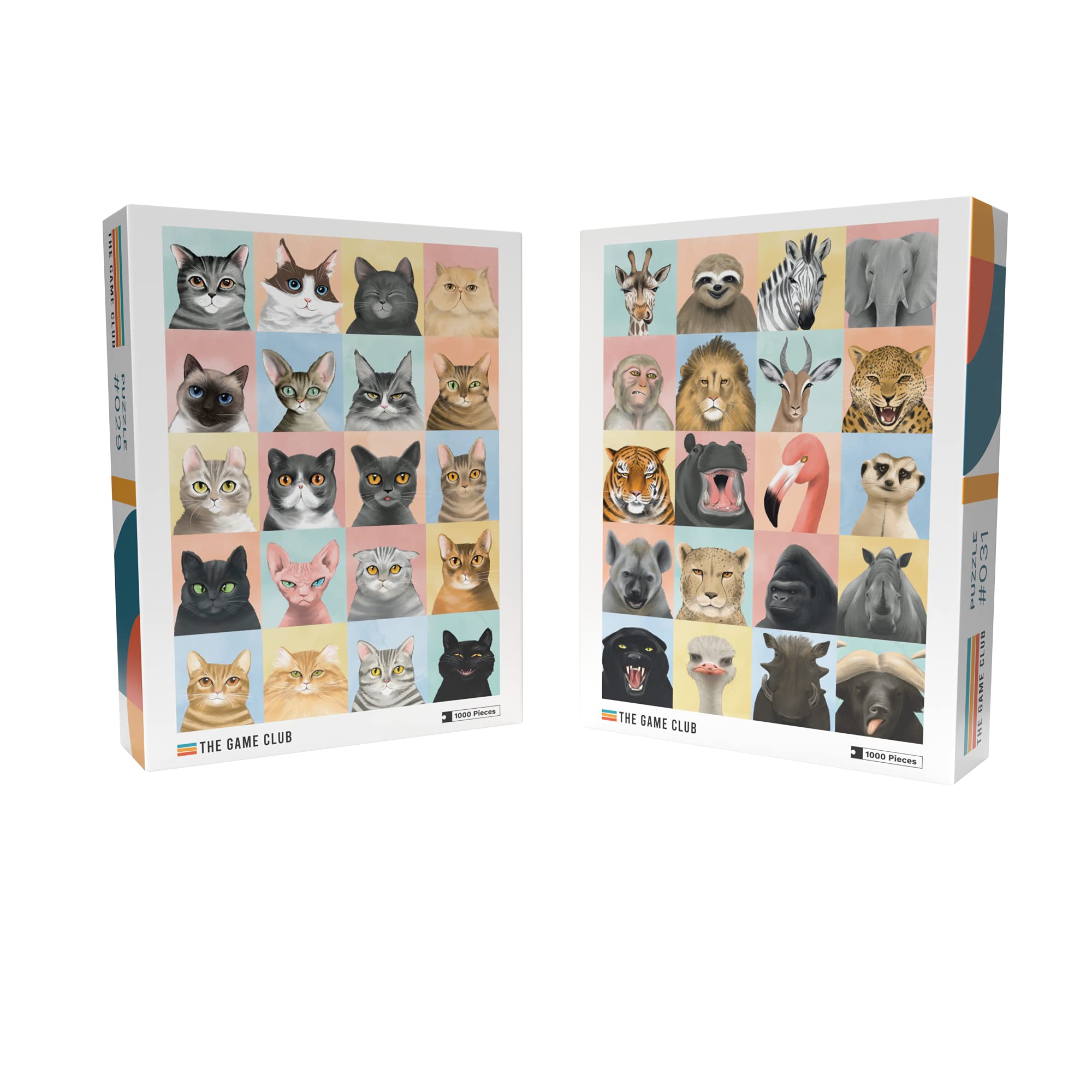 1000-Piece Cat & Safari Animal Jigsaw Puzzles - Fun for Adults & Kids - Family Game Night
