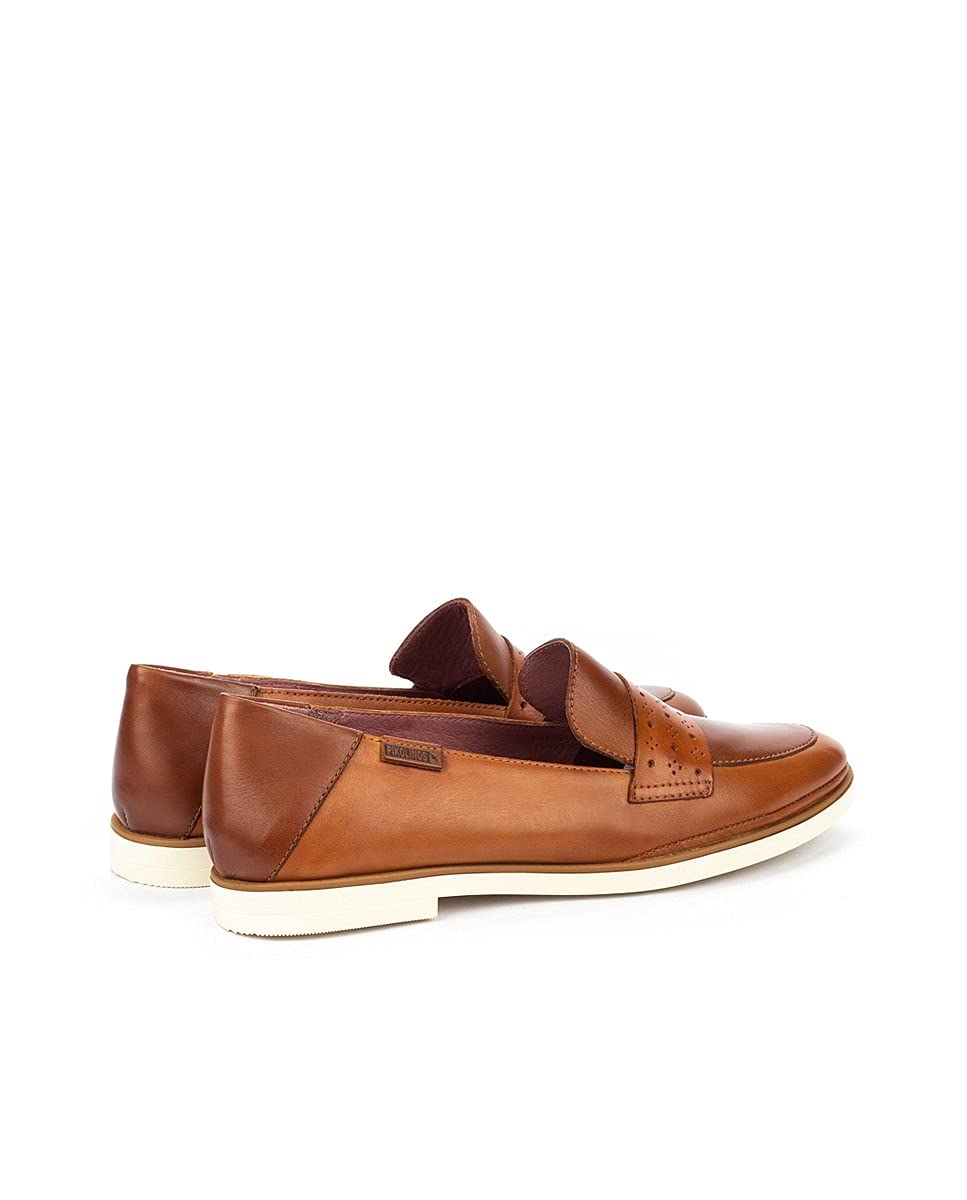 PIKOLINOS Women's Santorini W3V-3708C1 Brandy Leather Loafers - Comfortable Slip-On Shoes for Women Size 6.5-7 M US - Perfect for Office, Travel & Casual Wear