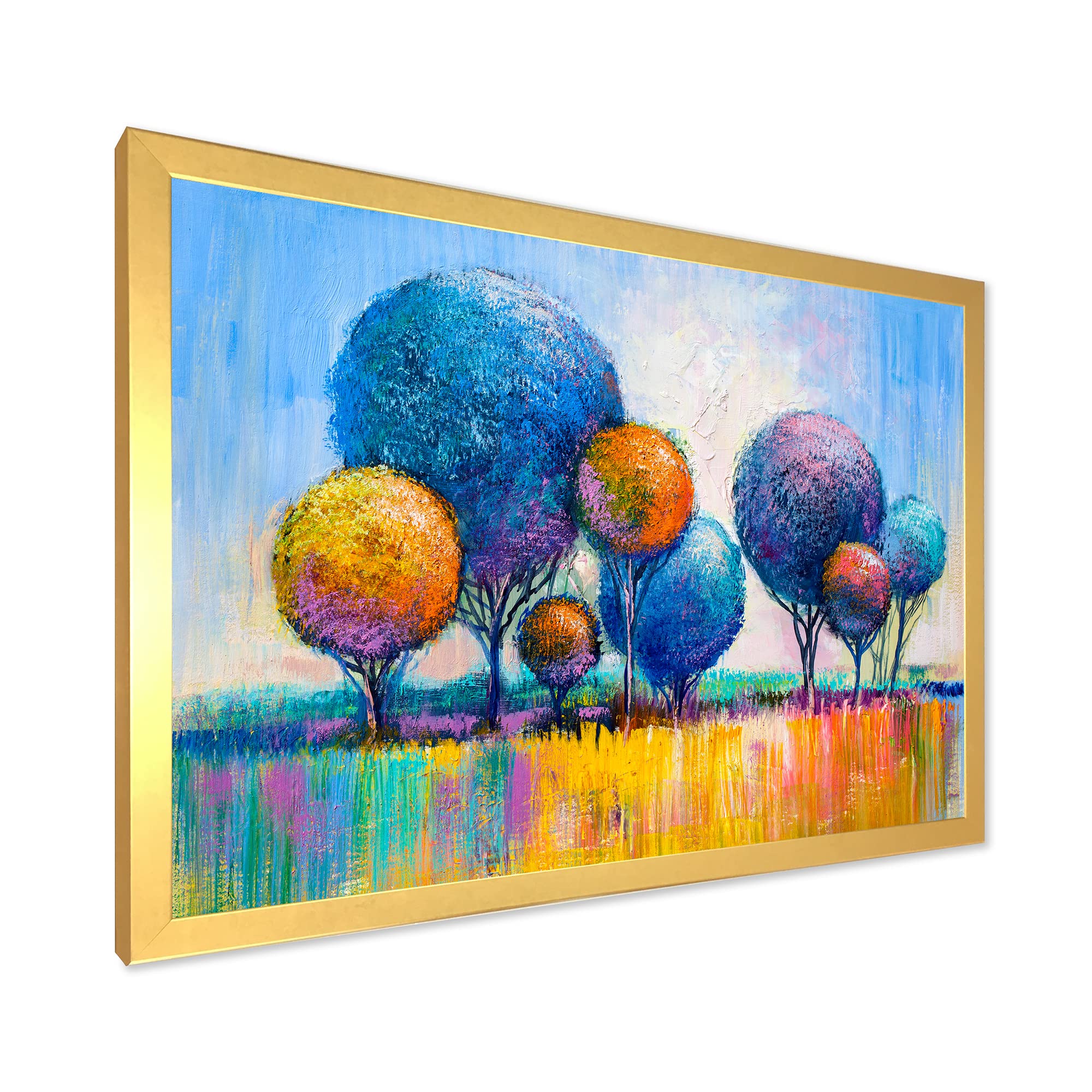 DesignQ Autumn Fantasy Trees IV Modern Framed Wall Art - Nature Inspired Home Decor for Living Room, Bedroom & Office