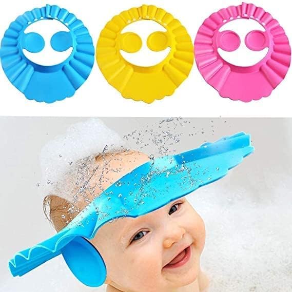 JEPRIK Adjustable Baby Bath Cap for Toddlers & Kids - Soft, Flexible & Waterproof (30x28cm, Multi-Color) - Perfect for Shower, Swimming & Hair Protection