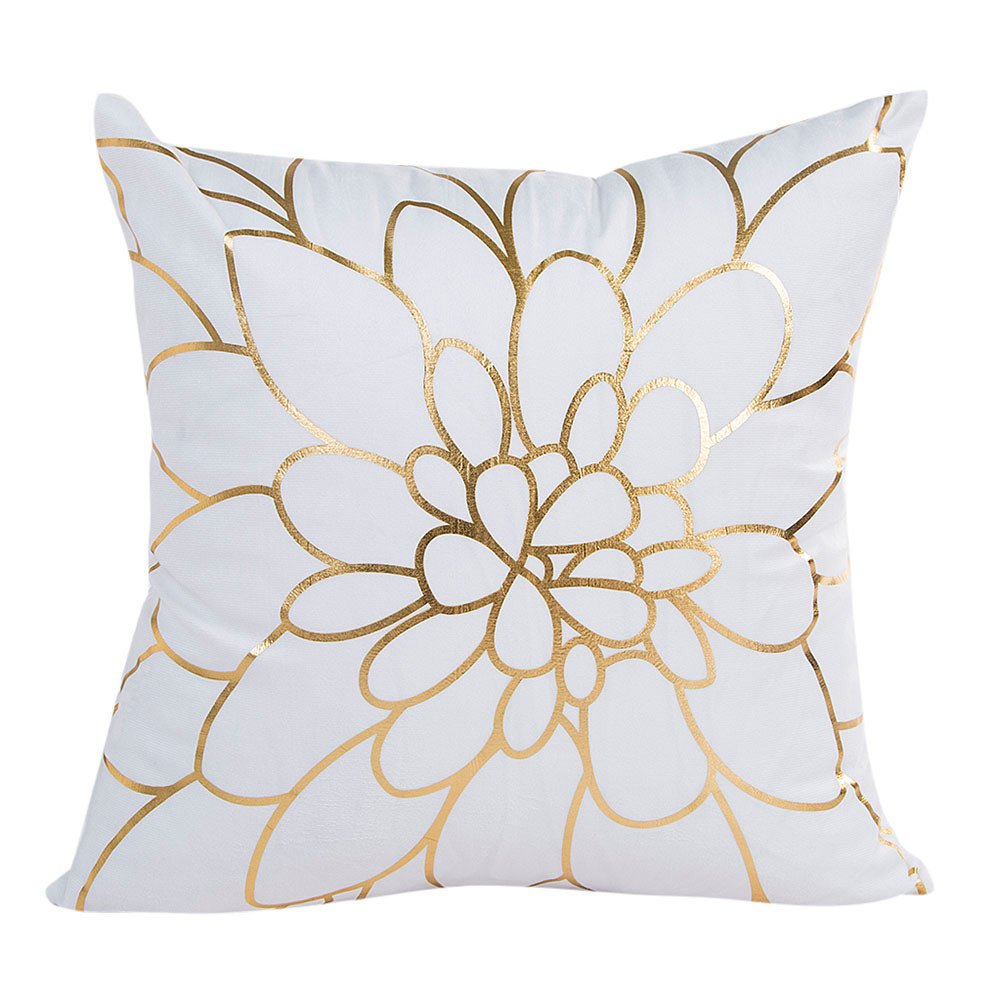 Premium Gold Foil Printed Decorative Pillow Cover 18x18 Inches - Luxury Couch Throw Cushion Case for Sofa, Bed & Home Decor - Perfect for Living Room, Bedroom & Wedding Gifts