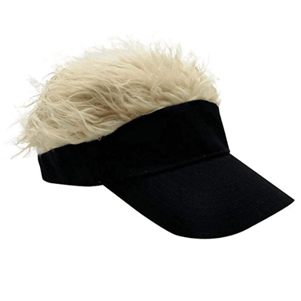 YEKEYI Unisex Novelty Cycling Cap with Fake Hair Wig Visor - Stylish Bike Riding Hat for Men & Women - Perfect for Costume Parties, Themed Events & Cycling Enthusiasts