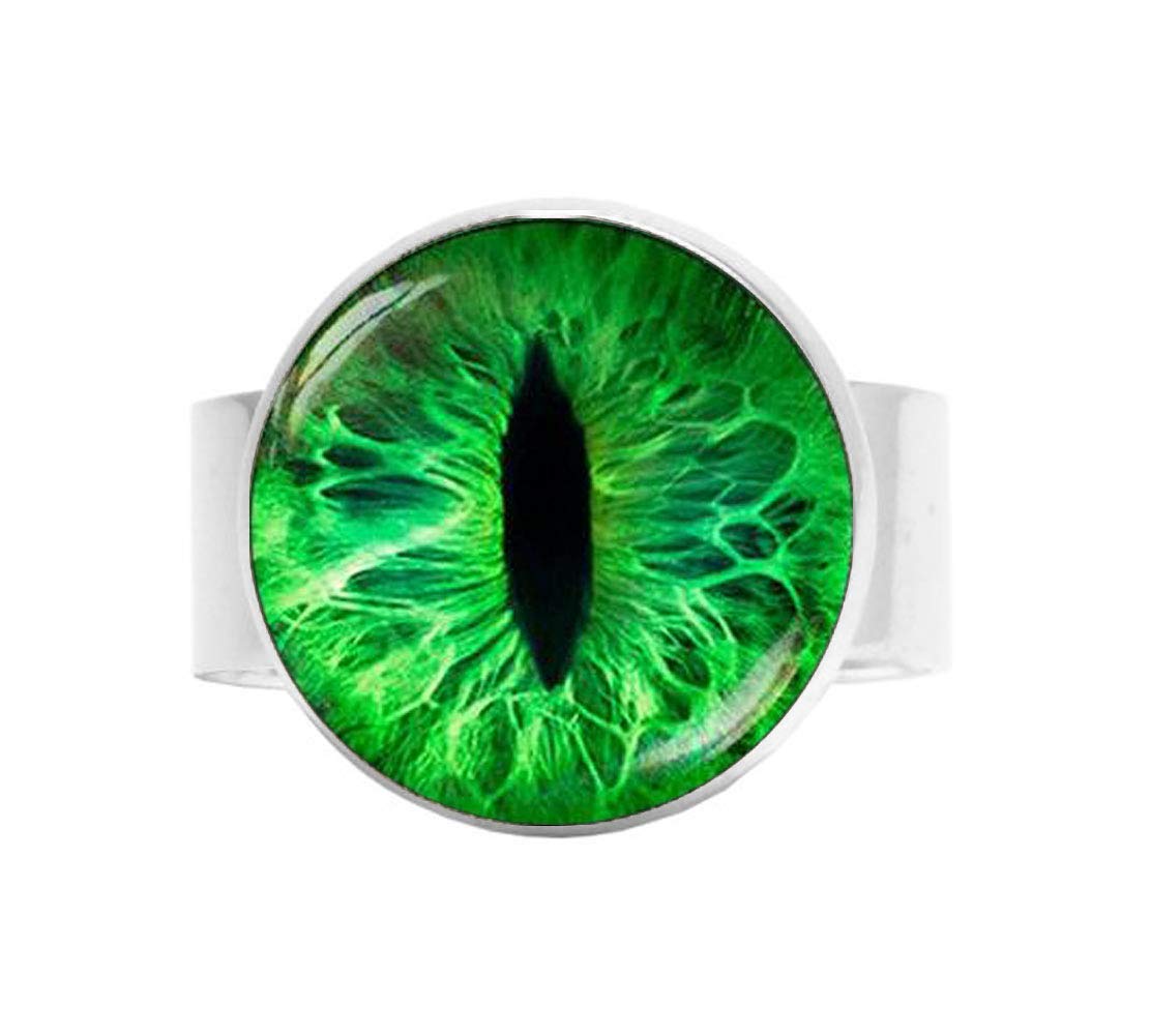 Green Cat Eye Adjustable Ring for Women - Elegant Cat Lover Jewelry Gift with Adjustable Band | Perfect for Cat Lovers, Birthday Gifts & Everyday Fashion Accessories