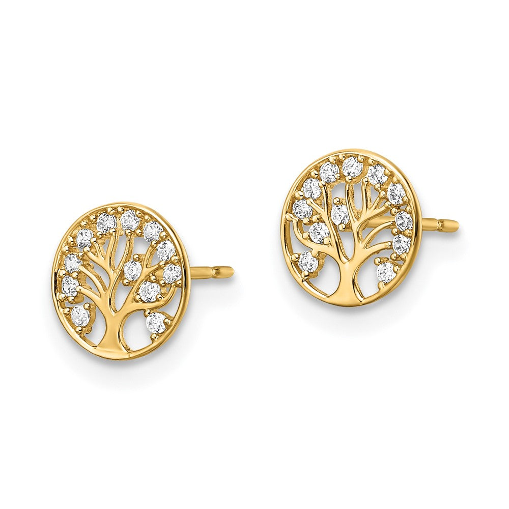 Gold CZ Tree of Life Post Earrings - YE2094 Model | Elegant Stud Earrings for Women | Perfect for Weddings, Parties & Everyday Wear