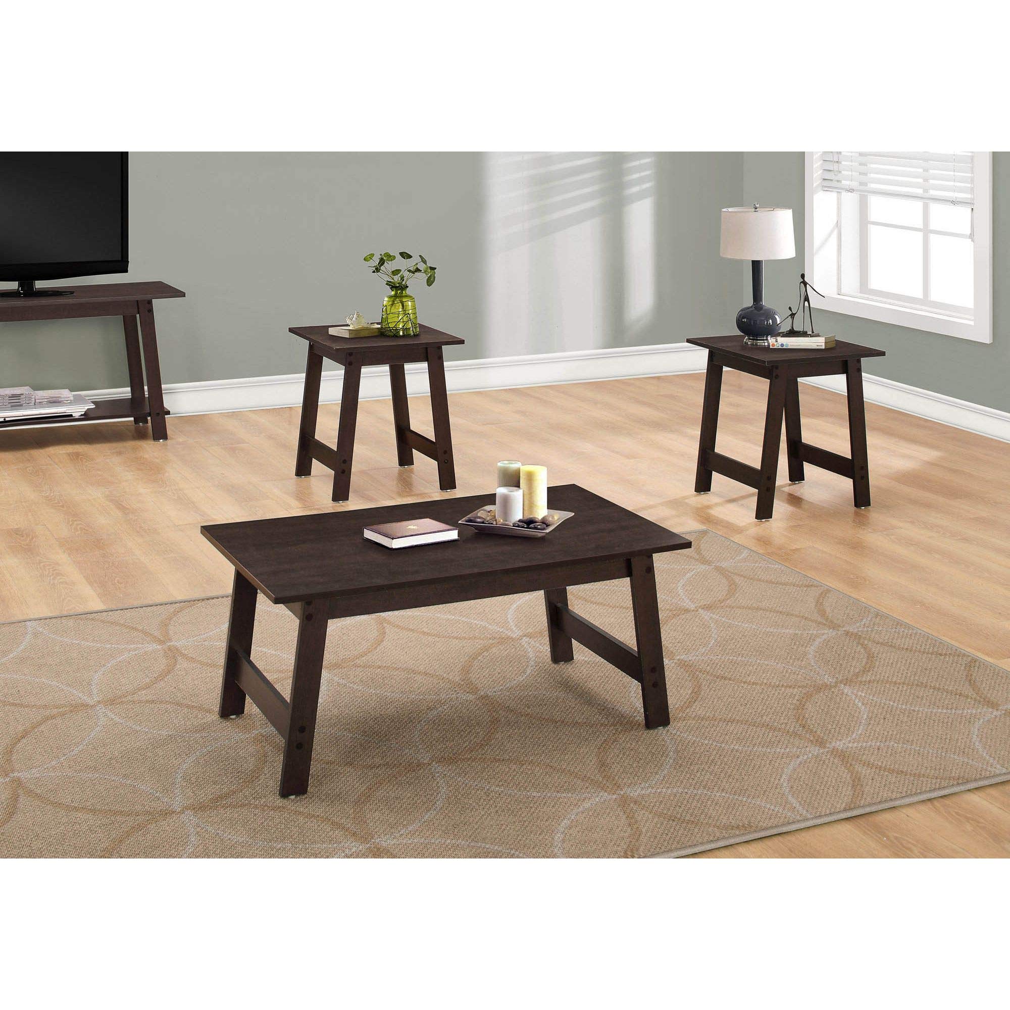 Offex 3-Piece Coffee Table Set - Cappuccino for Modern Living Room