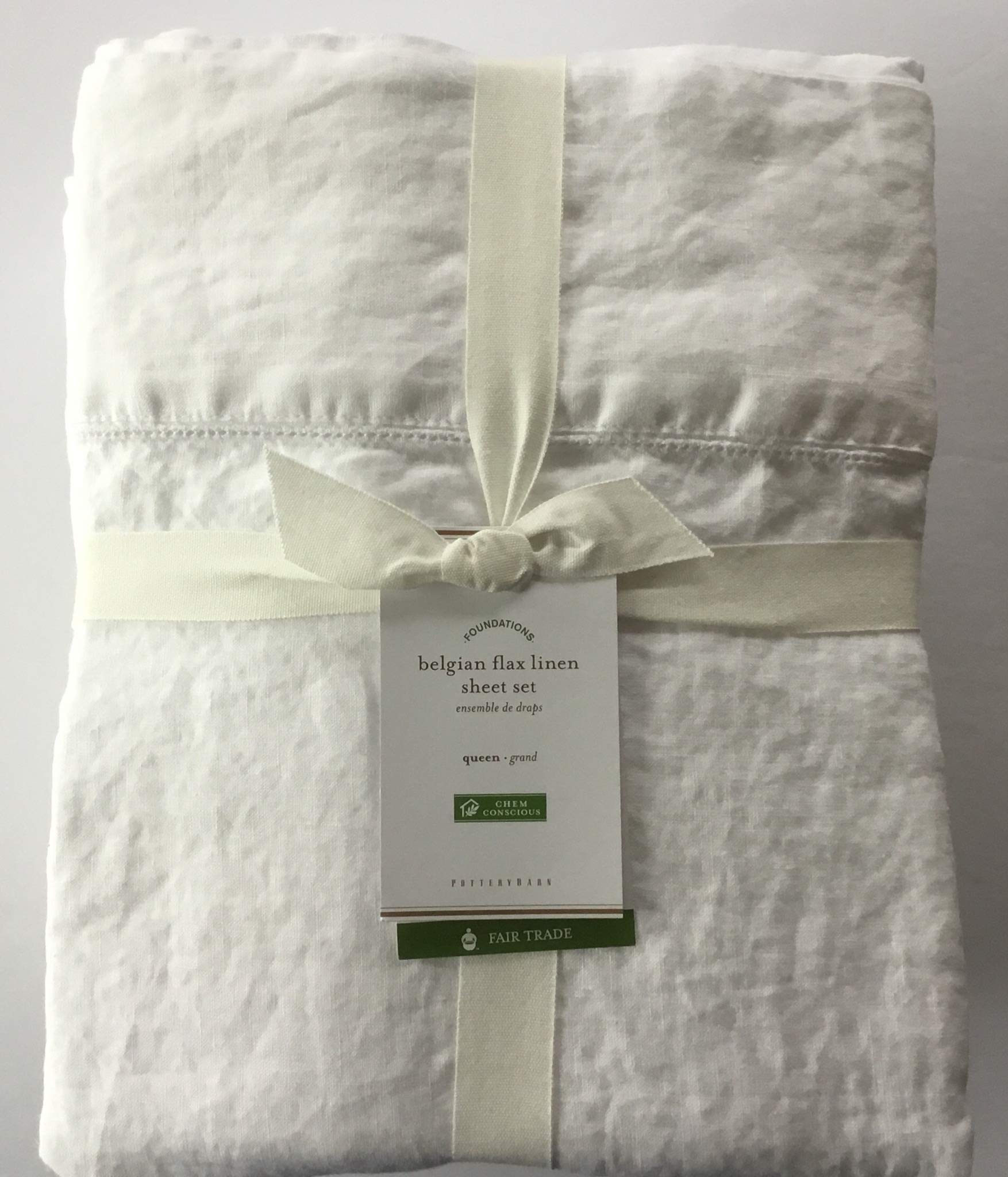 Premium Belgian Linen Flax Sheet Set - Queen Size, White - Luxury Bedding for Comfortable Sleep & Stylish Bedroom Decor