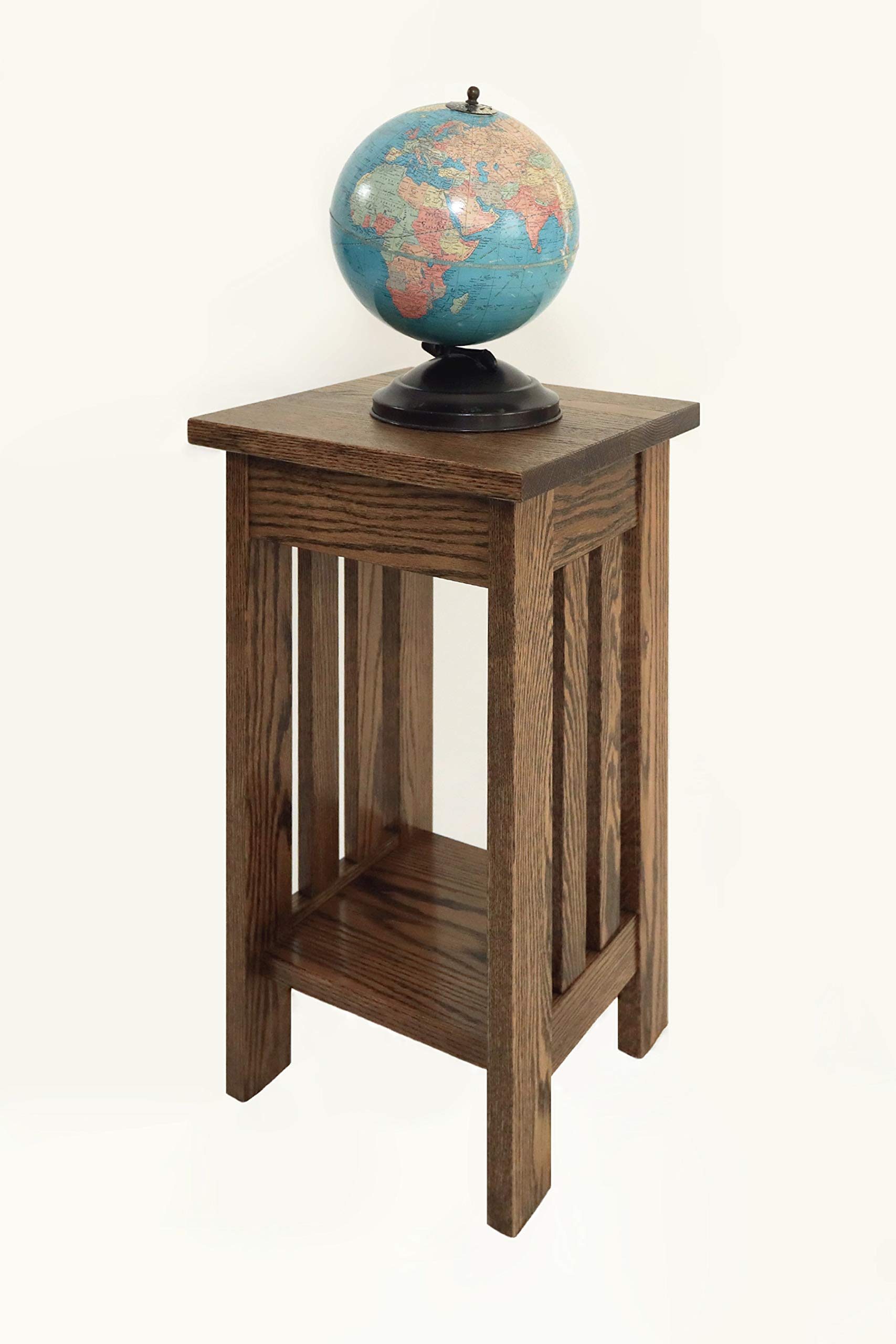 Handmade Amish Oak End Table & Plant Stand - 22.75 Inches Tall, 12 Inches Wide - Solid Wood Side Table for Living Room, Bedroom, or Office - Made in USA