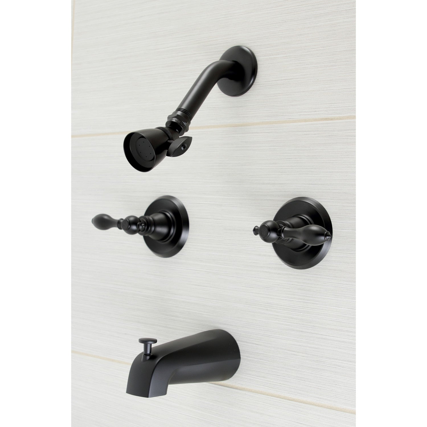 American Classic KB240ACL Double Handle Tub and Shower Faucet in Matte Black - Perfect for Bathroom Renovation and Modern Home Decor