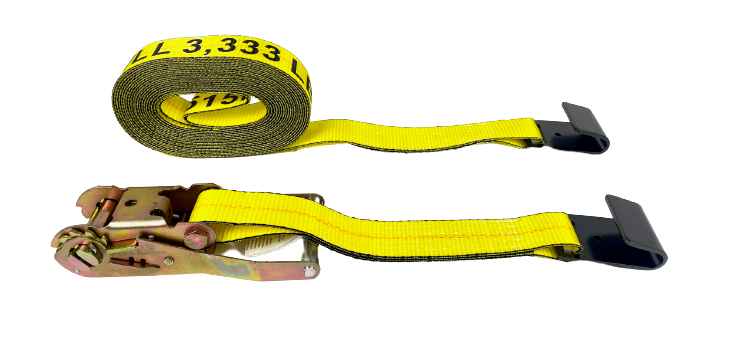 8-Pack 2 x 27' Yellow Heavy-Duty Ratchet Straps with Flat Hooks - 3,335 lbs Break Strength - for Trucking, Cargo Securing & Moving Supplies (8-Pack)