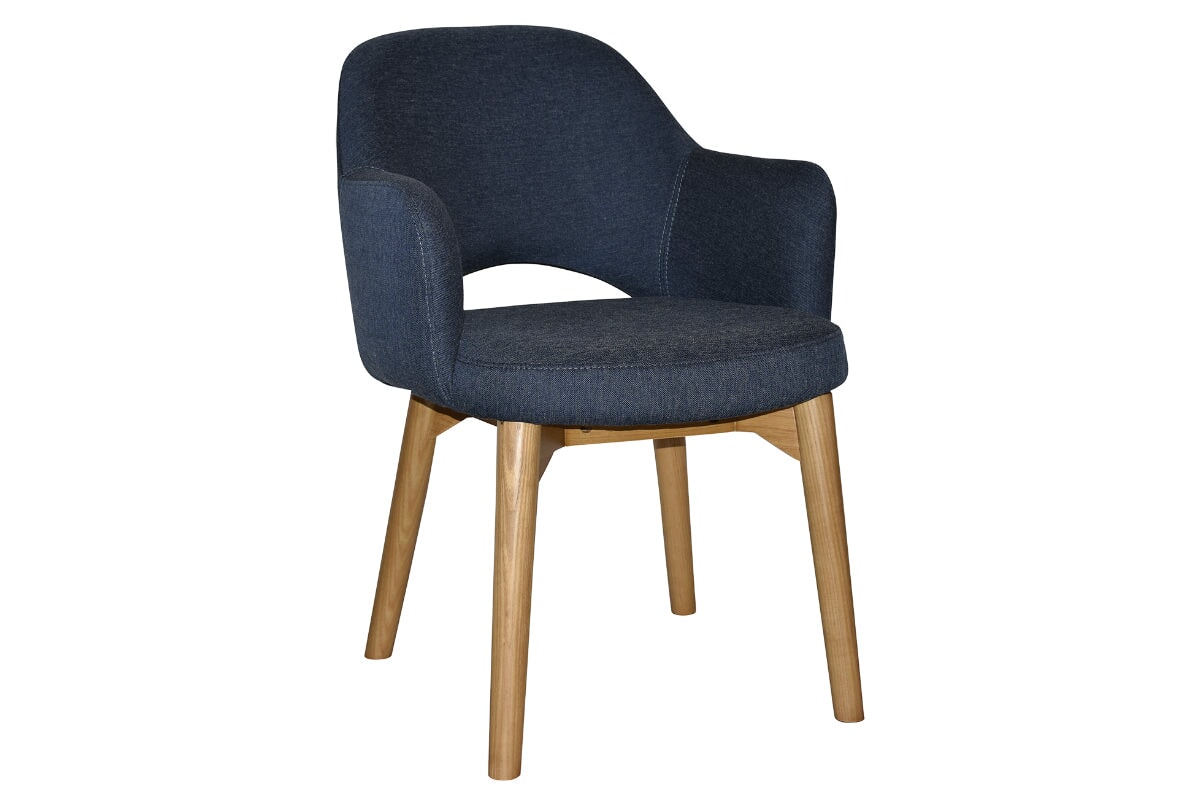 EZ Hospitality Cairo Indoor Armchair with Light Oak Timber Base - 4-Leg Modern Dining Chair for Living Room, Bedroom & Office