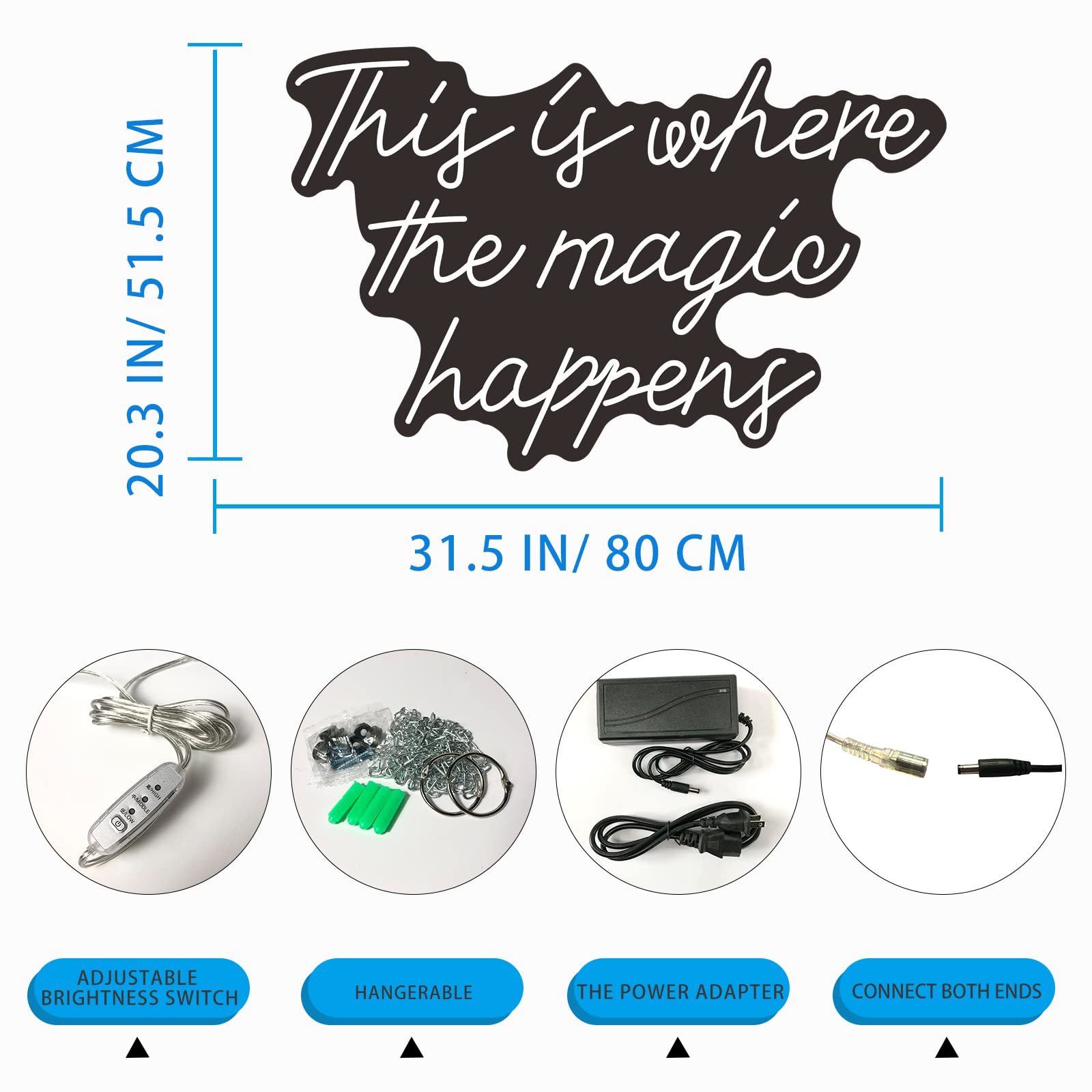 Custom LED Neon Sign - 'This is Where The Magic Happens' Wall Decor (27.5 Inch, Pink) | Personalized Birthday, Wedding & Christmas Gift for Bedroom, Bar, Home & Party Decorations