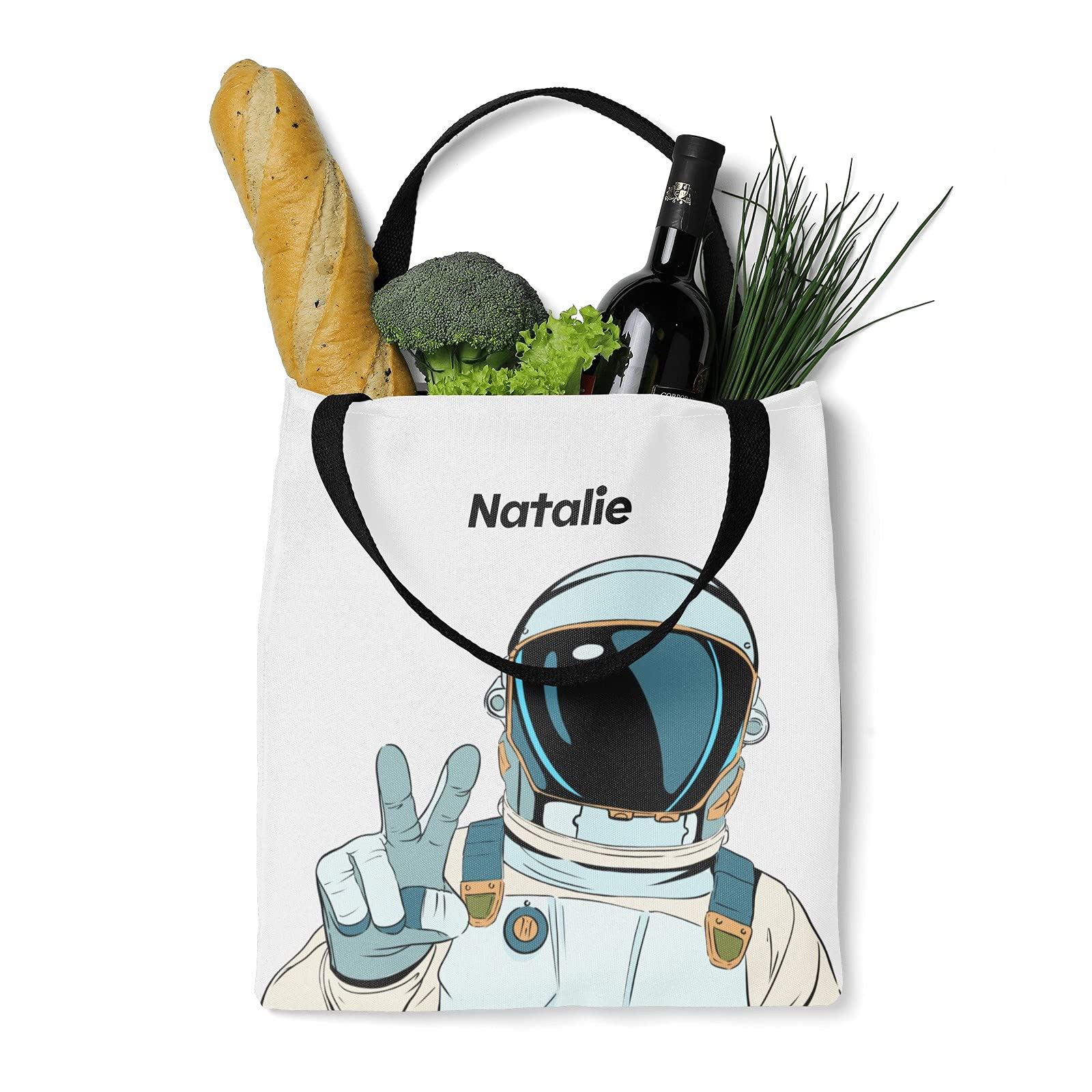 Personalized Animal Astronaut Canvas Tote Bag - Eco-Friendly Reusable Shopping Bag for Travel, School & Work - Unique Gift Idea for Space Lovers