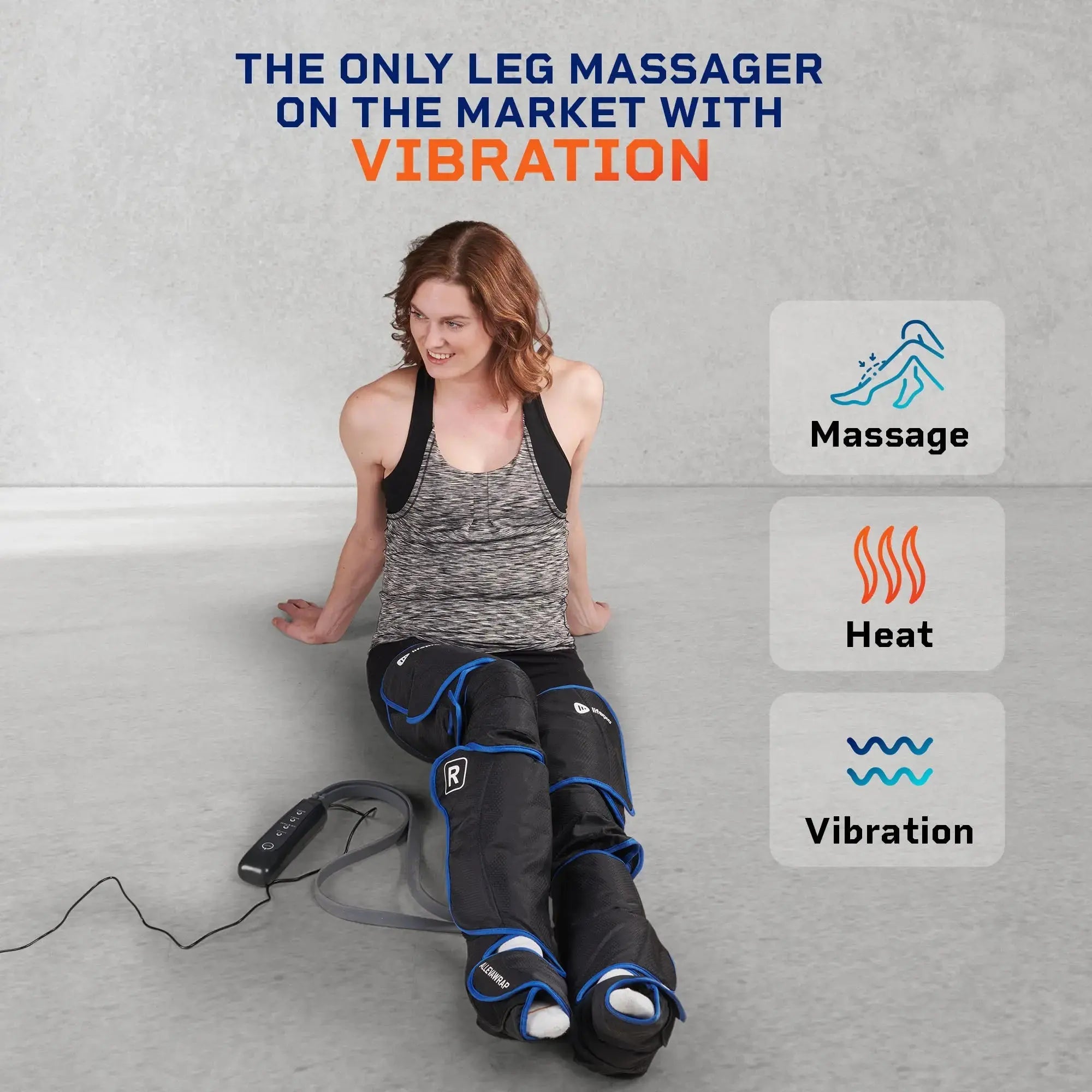 AllevaWrap Pro Air Compression Leg Massager with Vibration - Relieve Pain, Improve Circulation for Athletes, Office Workers & Travelers