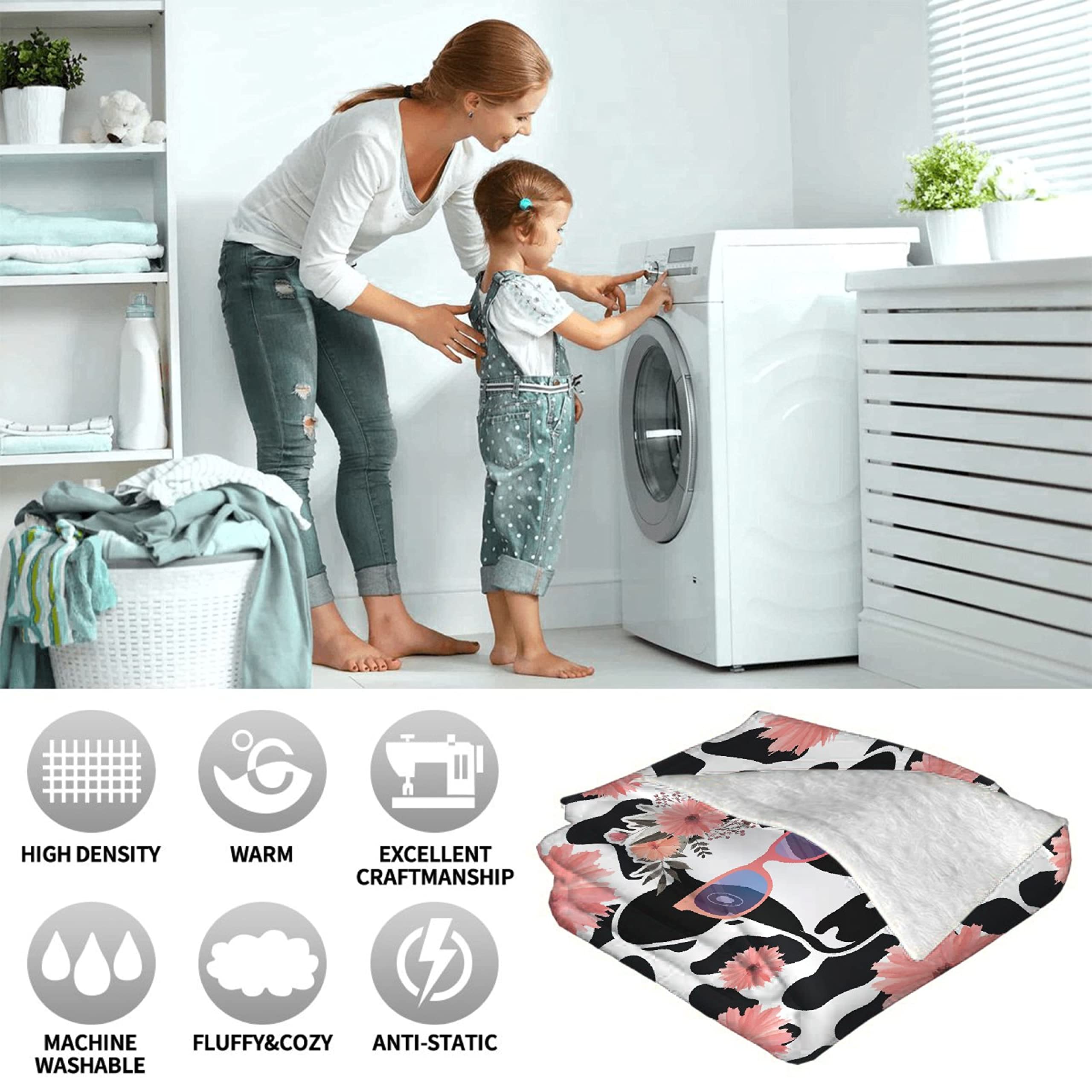 Soft Cow Print Fleece Blanket for Baby Girls & Boys - Ultra Plush Cozy Flannel Throw Blanket 120