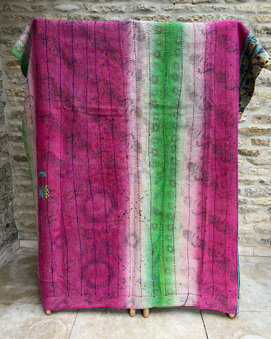 Premium Heavyweight Kantha Quilt No. 507 - Handmade Cotton Patchwork Bedspread for Cozy Winter Nights | Perfect for Bedroom Decor, Guest Room, and Boho Chic Home Styling