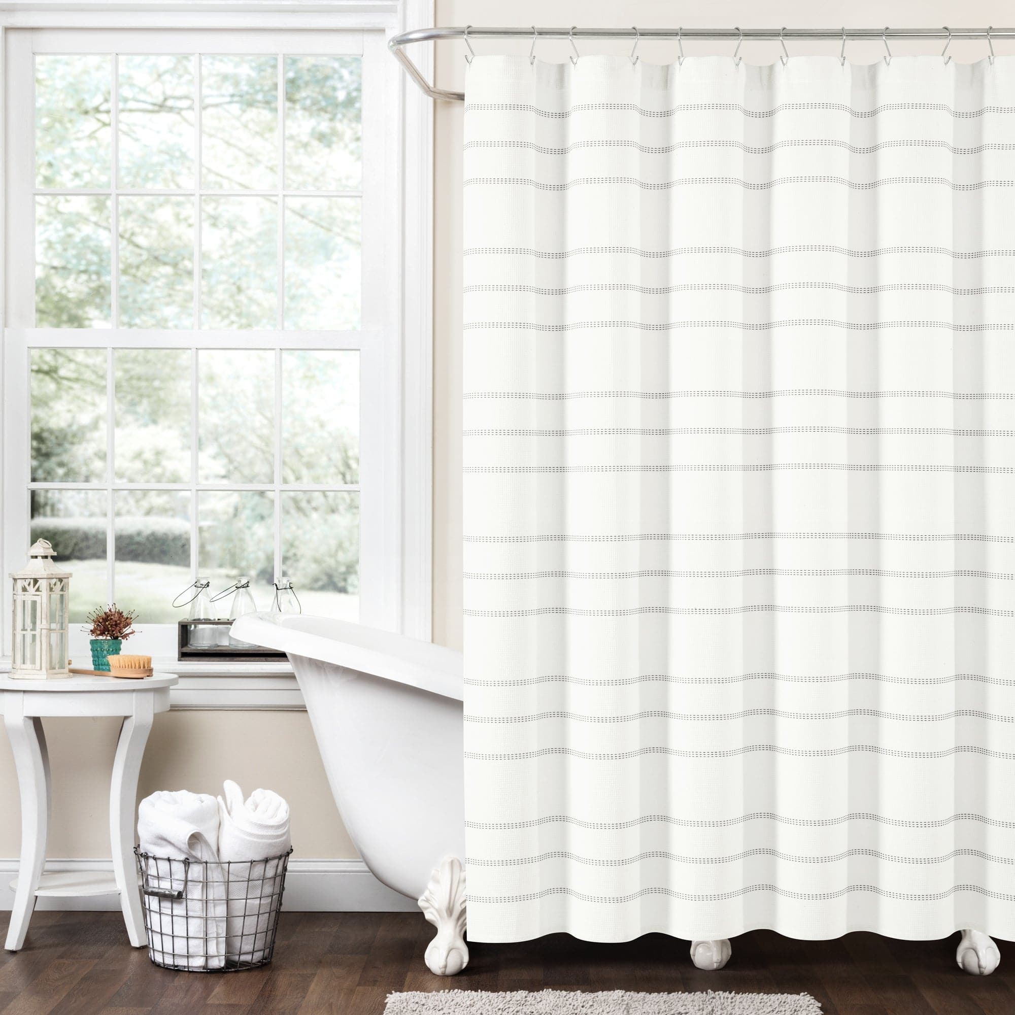 Modern Galaxy Waffle Woven Cotton Blend Shower Curtain - Waterproof Bathroom Decor for Spa-Like Shower Experience