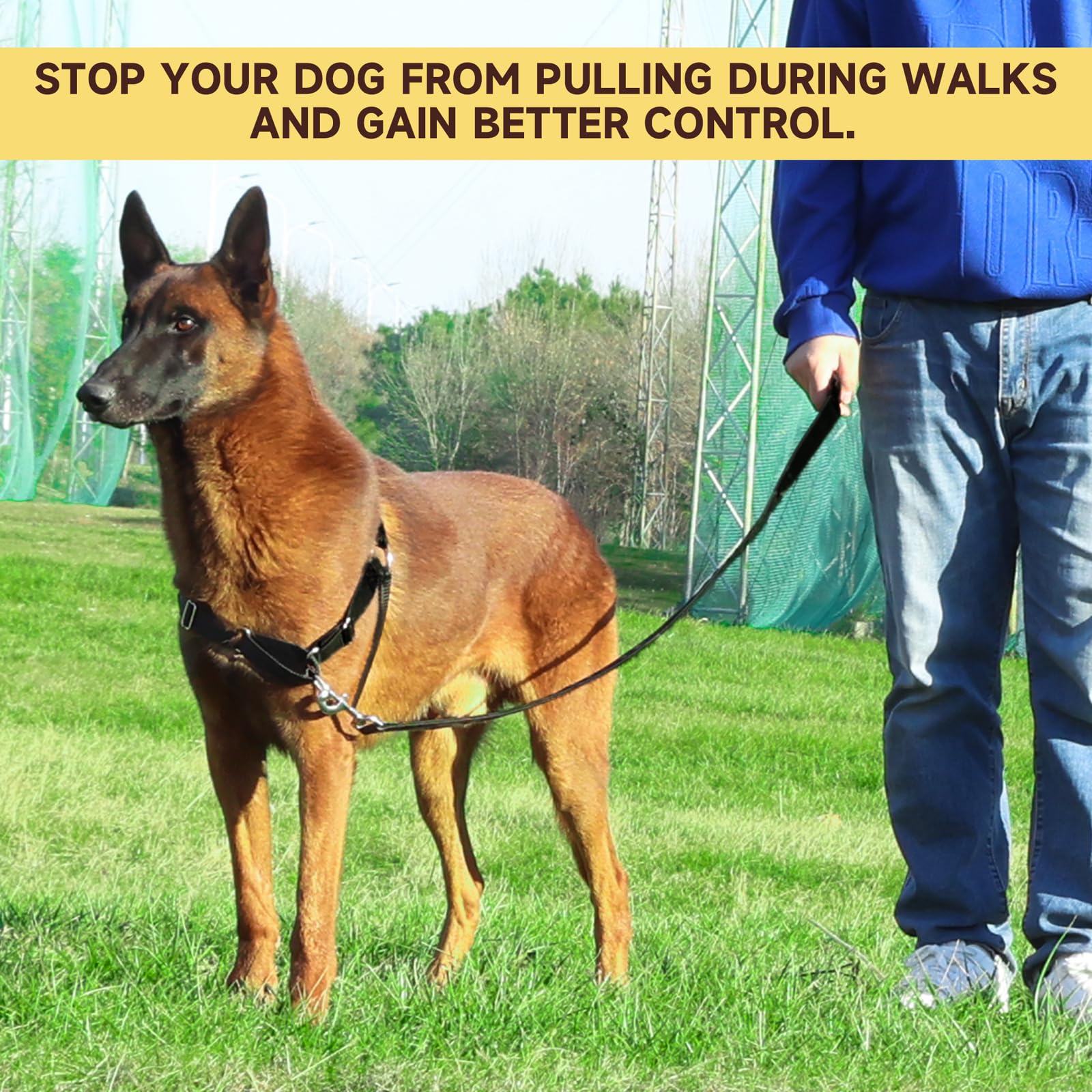 No Pull Dog Harness - Adjustable & Comfortable Walking Harness for Small, Medium & Large Dogs (Large, Black) - Perfect for Training, Hiking & Daily Walks