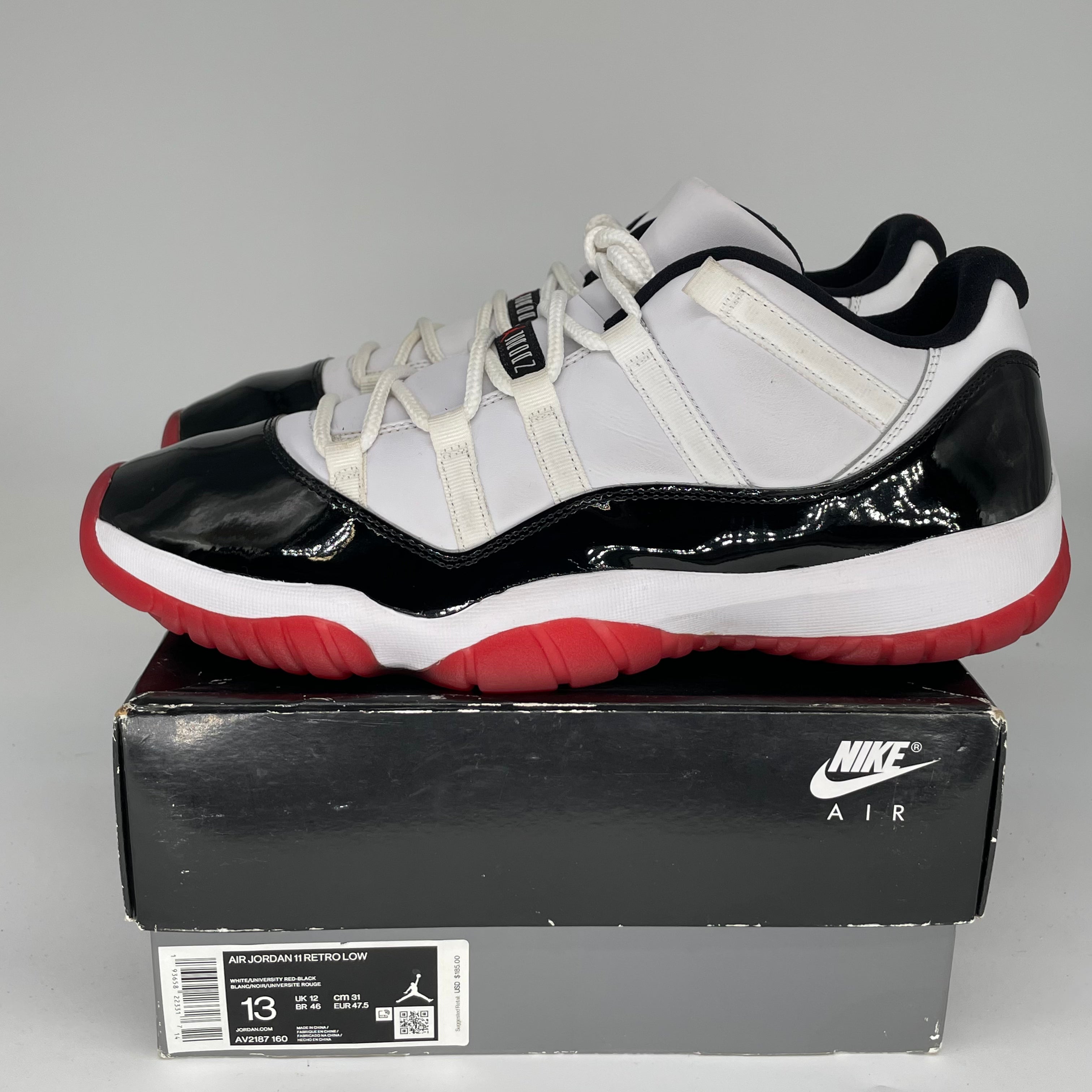 AIR JORDAN 11 LOW CONCORD BRED Men's Basketball Shoes Size 13 - AV2187-160 | Retro Sneakers for Casual Wear & Street Style