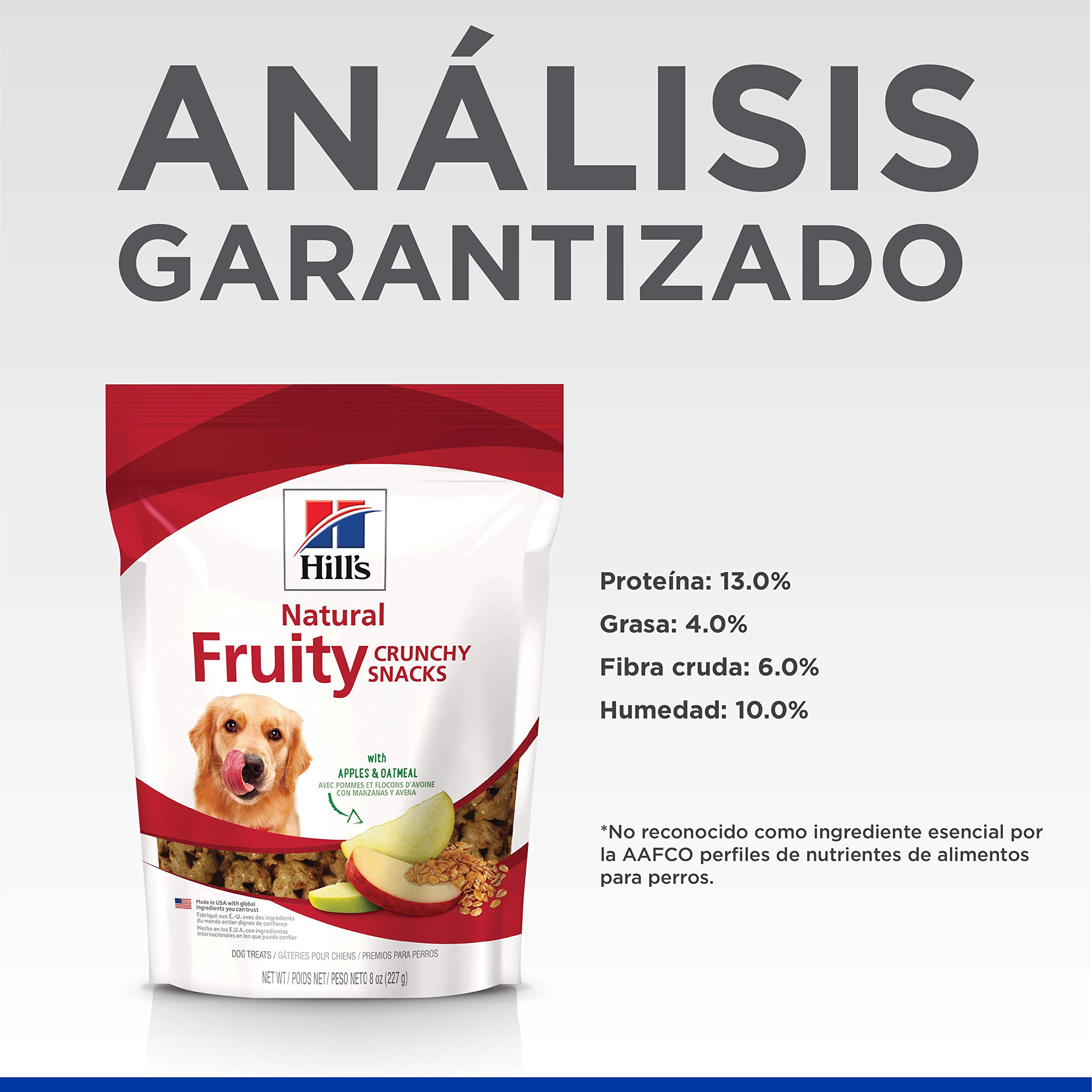 Hill's Natural Fruity Crunchy Dog Treats with Apples & Oatmeal - Healthy Snacks for All Life Stages, 8 oz Bag - Perfect for Training Rewards and On-the-Go Treats
