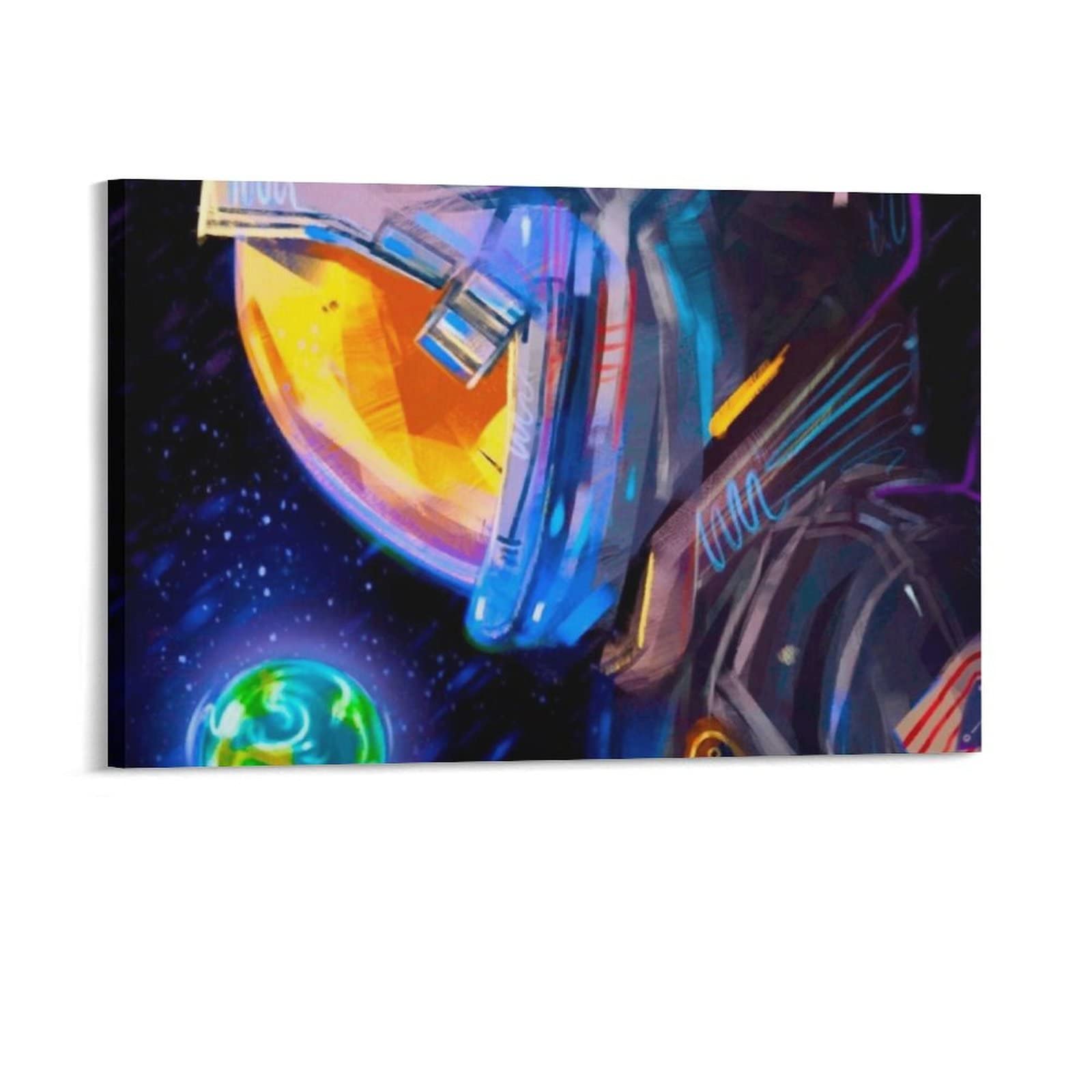 Astronaut in Spacesuit with Earth View Canvas Wall Art - 08x12inch (20x30cm) Space Themed Poster for Bedroom, Living Room & Office Decor - Perfect Gift for Space Enthusiasts & Home Decoration