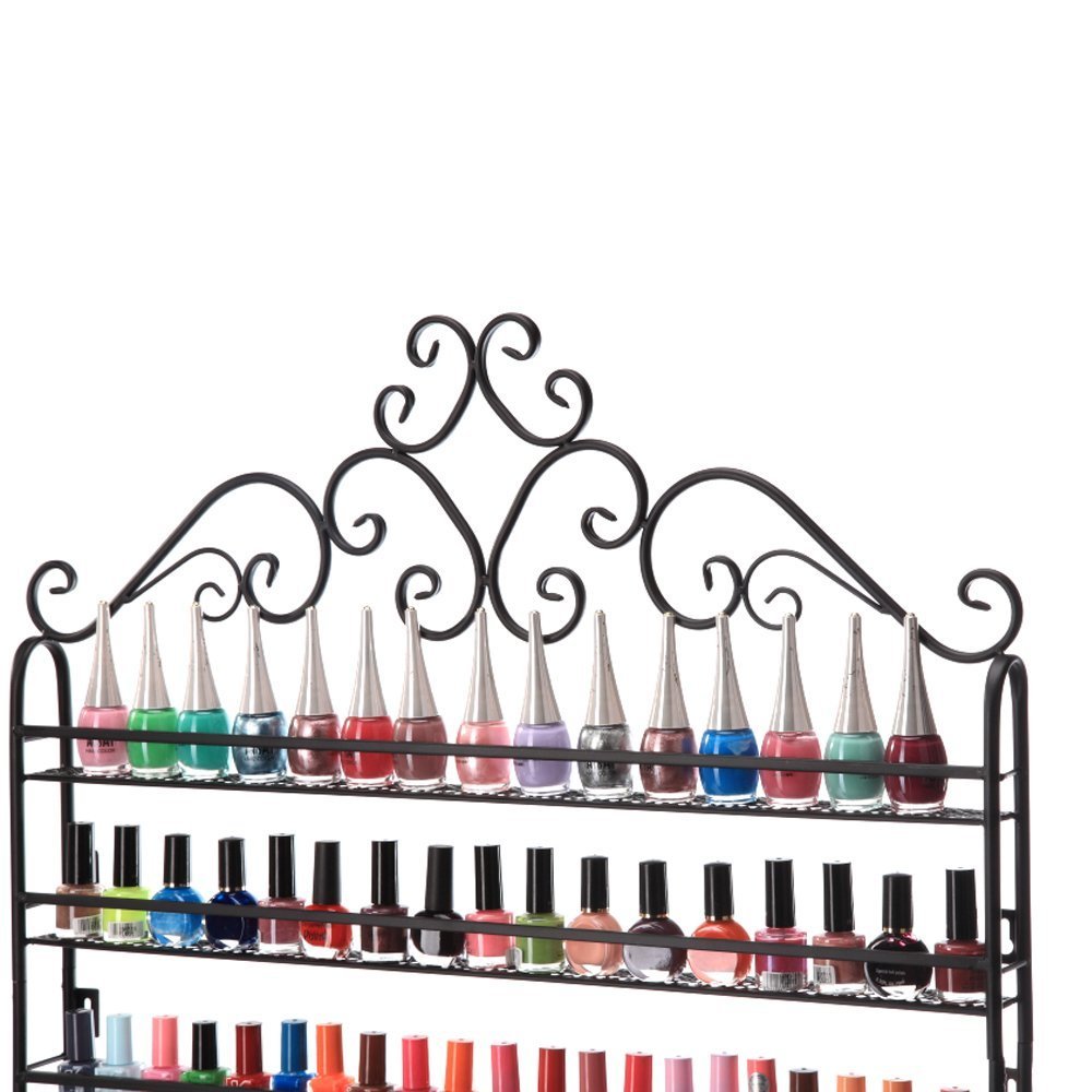 Dazone DIY Wall Mounted 6-Shelf Nail Polish Organizer - Holds 120 Bottles for Nail Polish or Essential Oils Storage (Black) - Perfect for Salon, Home Decor & Bathroom Organization