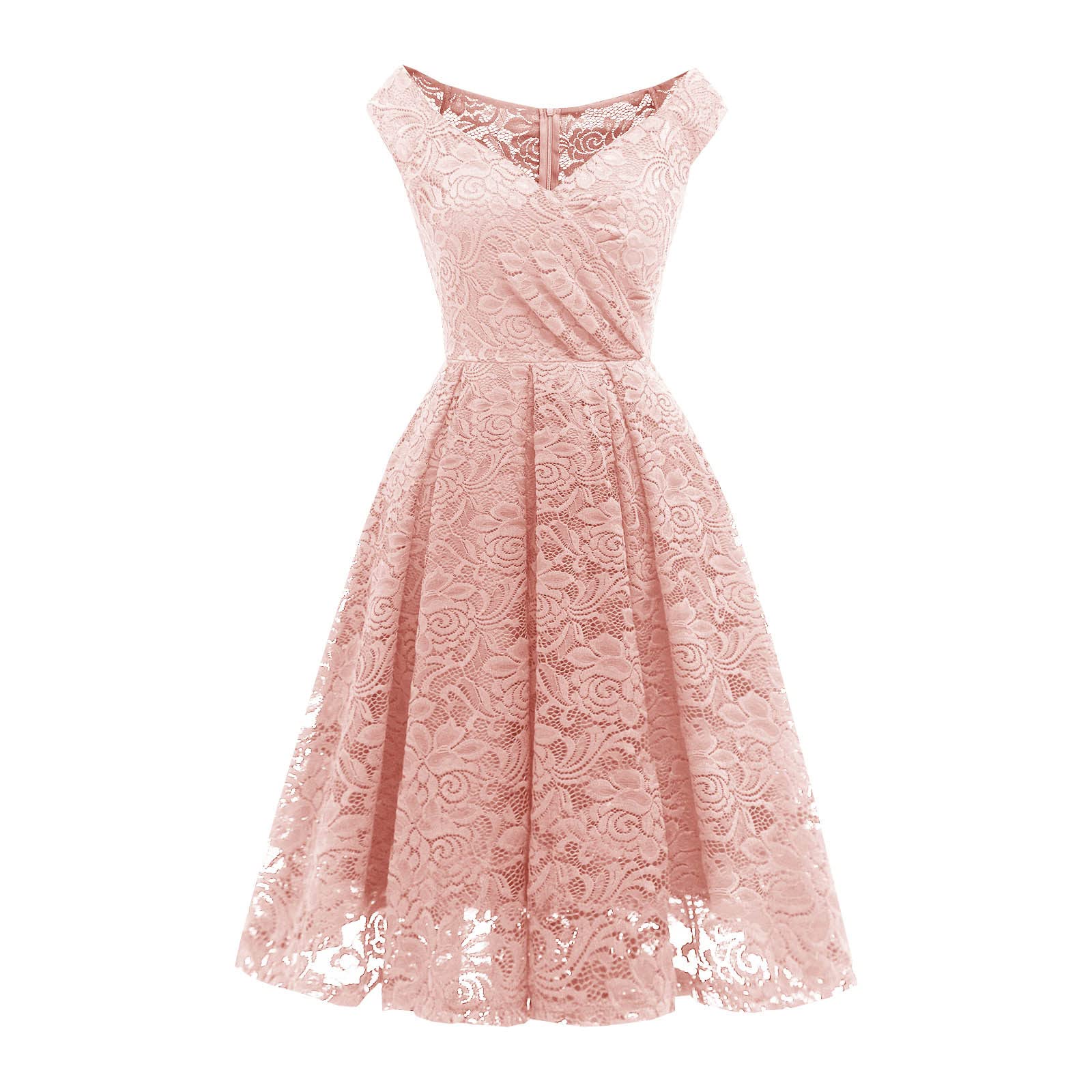 Elegant Women's Sleeveless V-Neck Lace Cocktail Dress - Formal Evening Gown for Wedding Guest, Bridesmaid & Special Occasions | Perfect for Parties, Galas & Black Tie Events