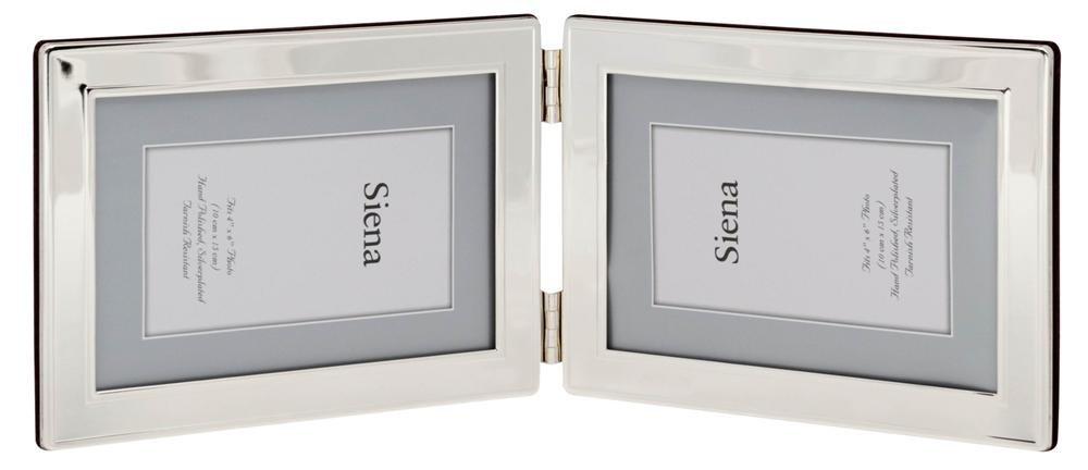 Tarnish Resistant Silver Picture Frame 4x6 - Siena Double Border Plain Photo Frame for End Table, Credenza, Shelf & Nightstand - Perfect for Home Decor, Office Display & Gift Giving