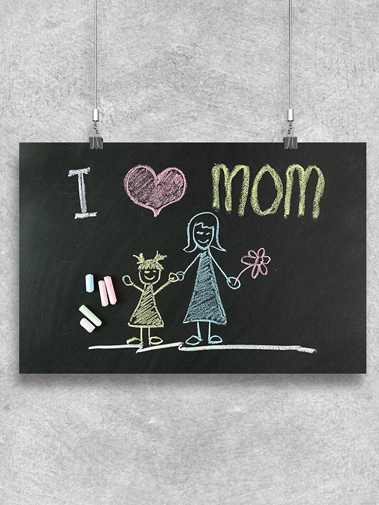 I Love Mom Chalkboard Poster - Customizable Chalkboard Sign for Mother's Day, Home Decor, Gifts & Events - Perfect for Kitchens, Living Rooms & Parties