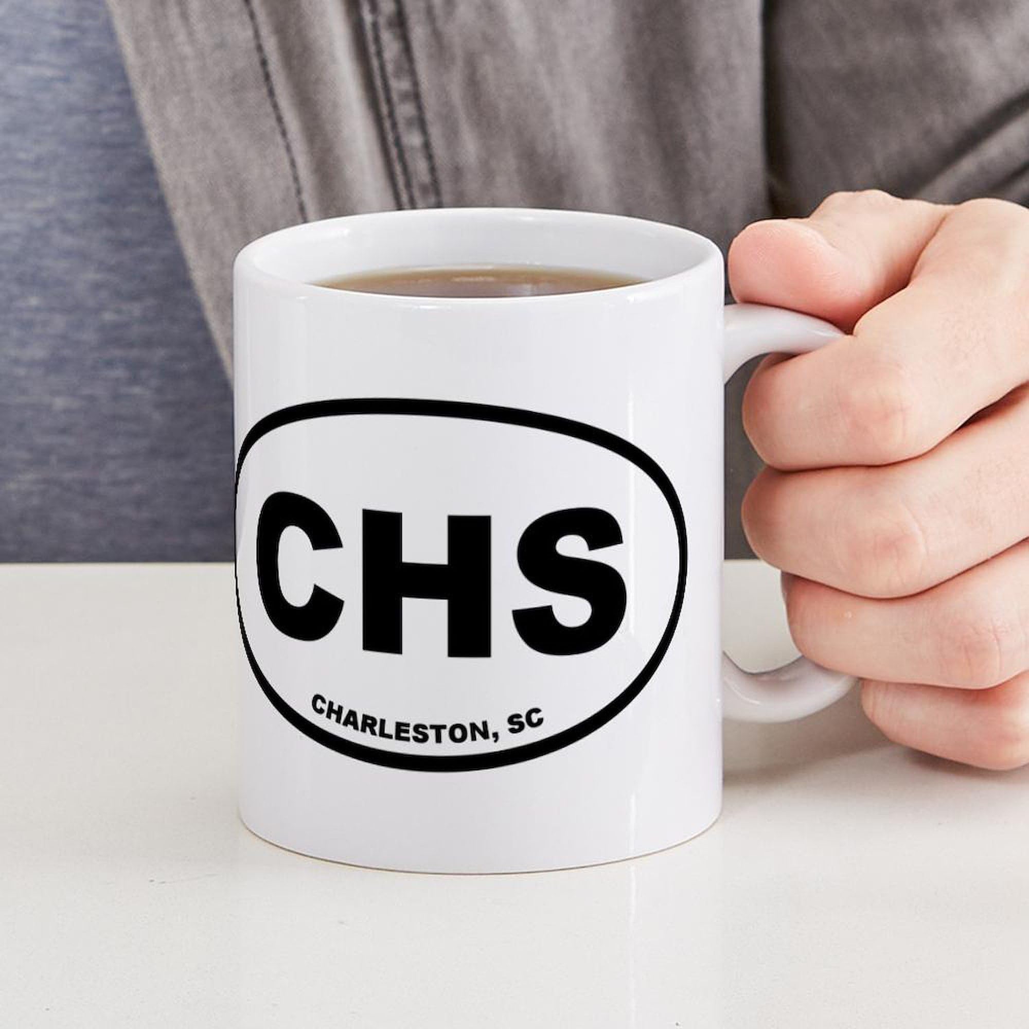 Charleston CHS 11 oz (325 ml) Ceramic Coffee Mug - Perfect for Hot & Cold Beverages, Office Use, Gift Giving & Travel