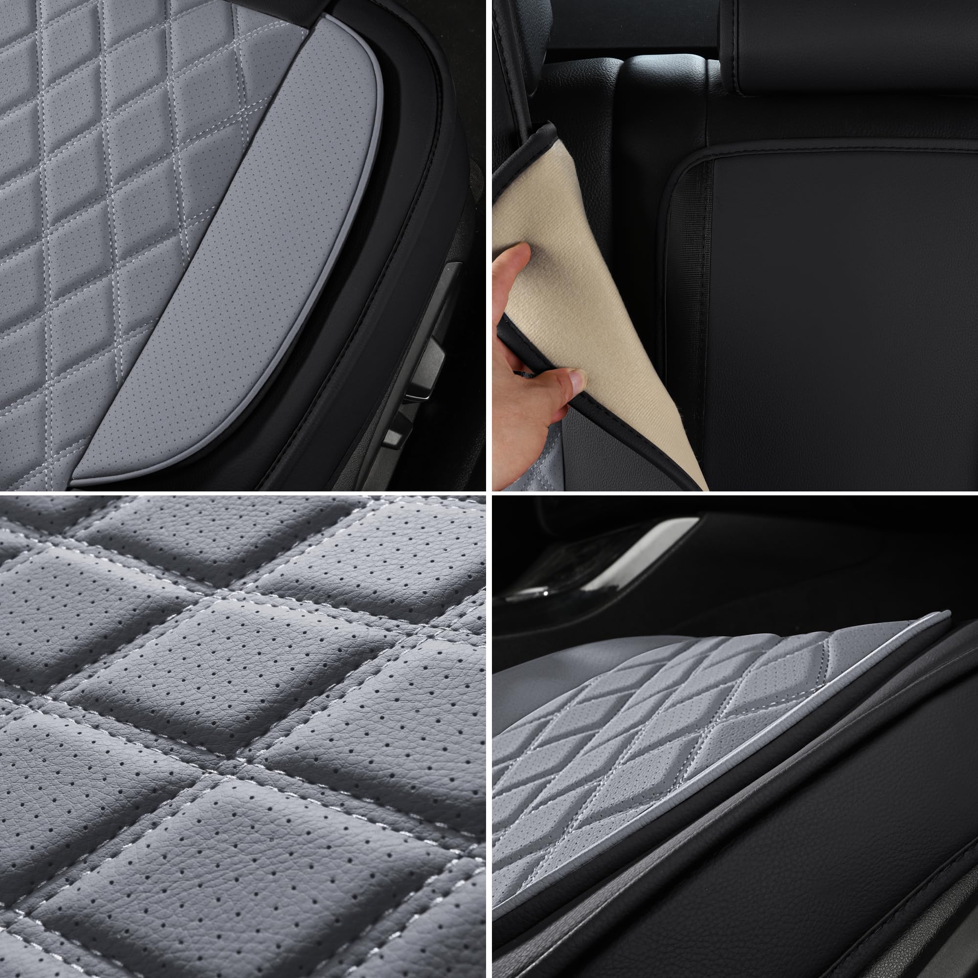 LINGVIDO Waterproof Leather Car Seat Cover - Universal Fit Front Seat Protector for Cars, SUVs & Trucks - Full Set Automotive Seat Covers Available (Black & Gray) - Perfect for Road Trips, Daily Commutes & Pet Protection