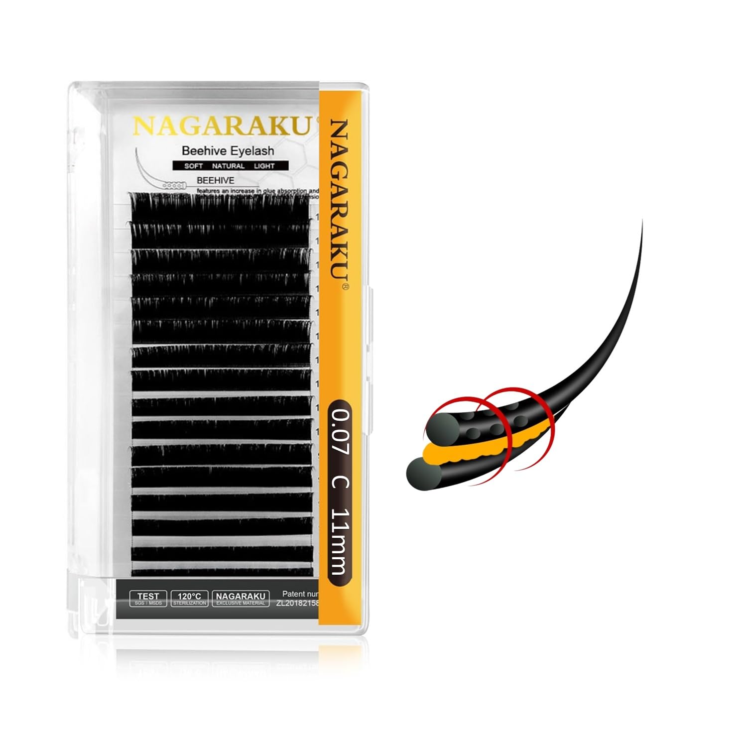 NAGARAKU Professional 16 Rows Laser Beehive Eyelash Extensions Kit - 0.07mm Thickness, 11mm Length, Matte Black Clusters for Longer Lasting Volume Lashes | Perfect for Salon Use, Bridal Makeup, and Special Occasions