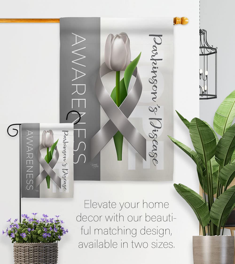Parkinson's Disease Awareness Flag Set - Double Sided Eagle & Ribbon Design - Support Survivors, Cancer, Autism, Breast Cancer & BLM - Made in USA - Perfect for Garden, Yard Decor & Inspirational Gifts
