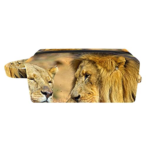 Lion King Lioness Makeup Bag Travel Cosmetic Organizer - Waterproof Toiletry Pouch with Zipper & Handle for Women | Perfect for Travel, Gym, and Daily Essentials Storage