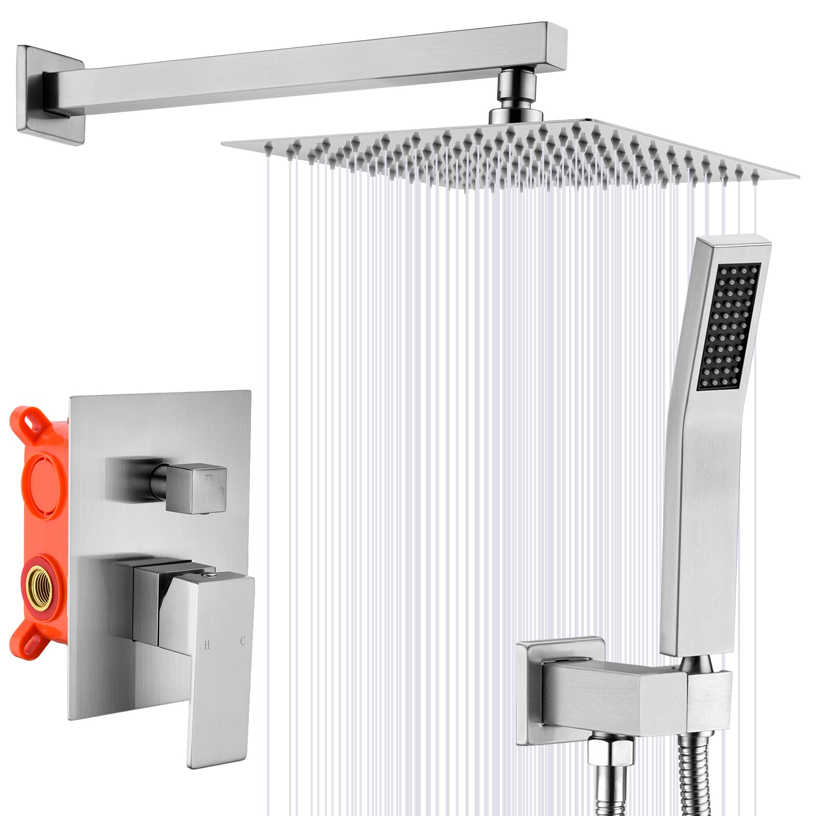 BESTILL Brushed Nickel Wall Mounted Shower Faucet Set with Shower Valve, Trim & Shower Head Kit - Perfect for Bathroom Renovation and Modern Home Upgrade