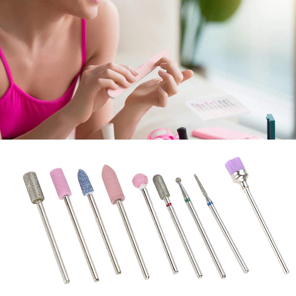 Professional 9Pcs Electric Nail Drill Bits Set - Manicure & Pedicure Kit with Grinding Heads for Nail Polishing & Filing - Perfect for Home Salon, Nail Art, and Professional Nail Care