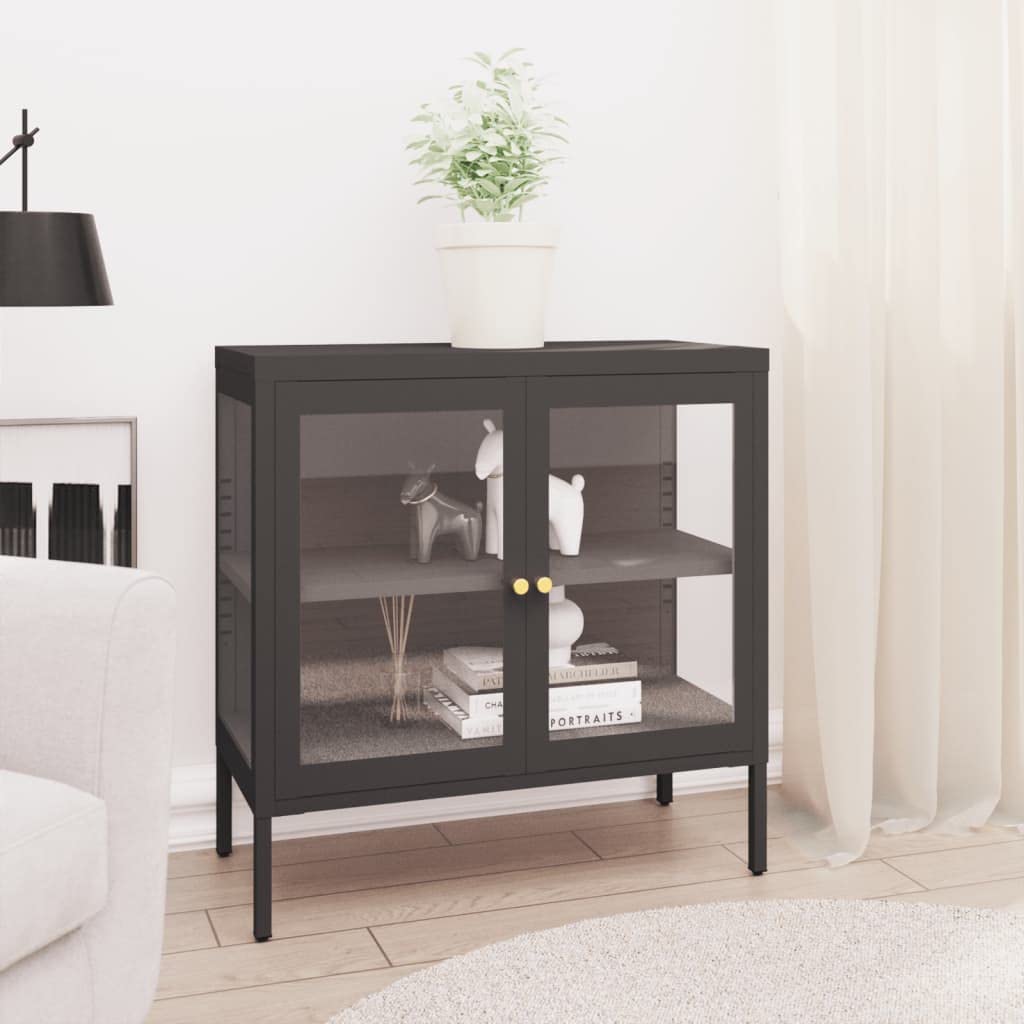 Freestanding Storage Cabinet with Glass Doors - 27.6