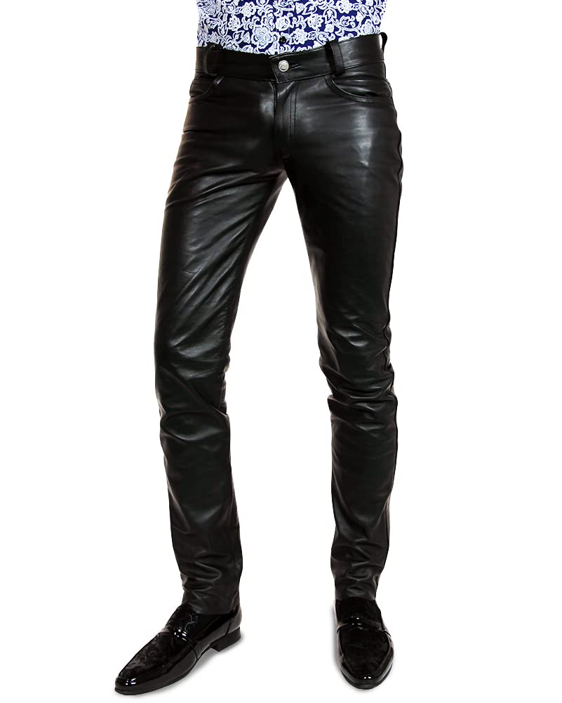 Bockle® Men's Slim Fit Leather Pants - Skinny Jeans for HIM | Stylish & Comfortable for Night Out, Motorcycle Riding & Casual Wear