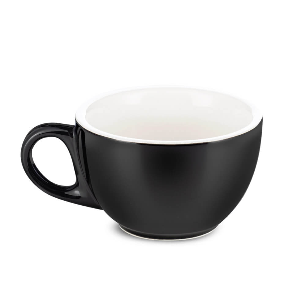 Premium Black Porcelain Cappuccino Cup & Saucer Set - 6oz/195ml - Ideal for Home Coffee Bars, Cafes & Italian Espresso Lovers