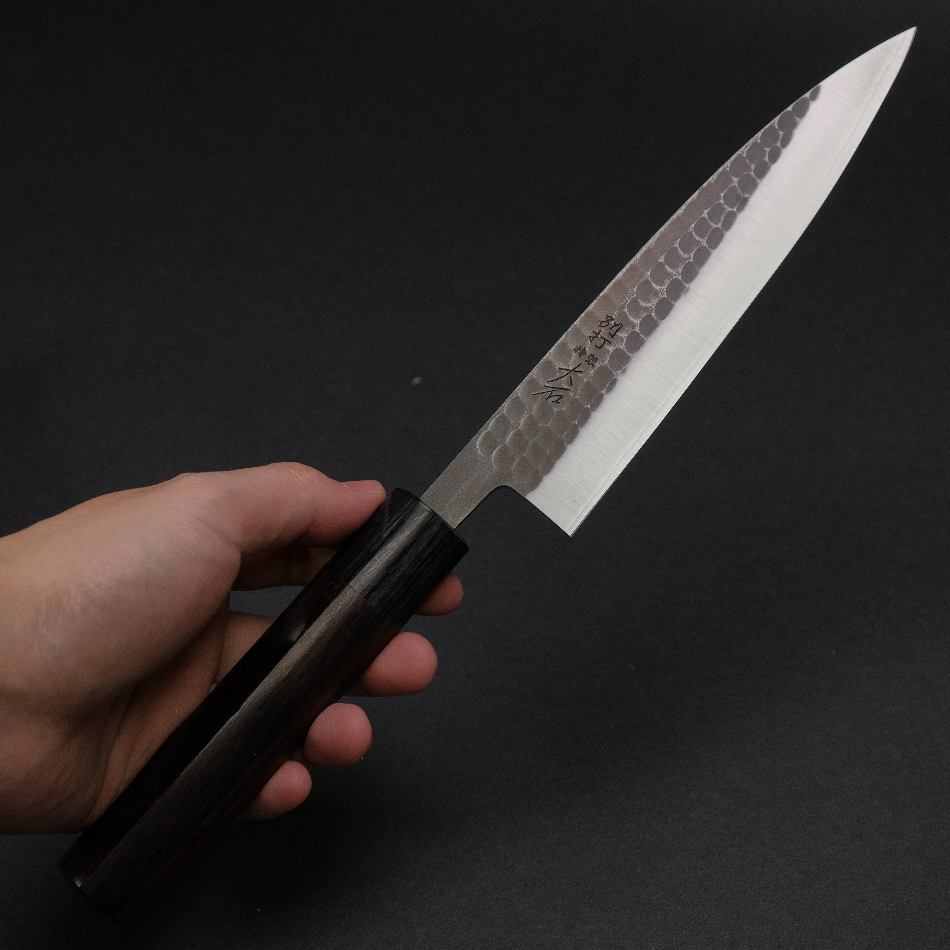 Ohishi Blue #2 Kurouchi Tsuchime Hiraki 165mm Japanese Kitchen Knife with Rosewood Handle - Perfect for Sushi, Sashimi & Precision Cutting