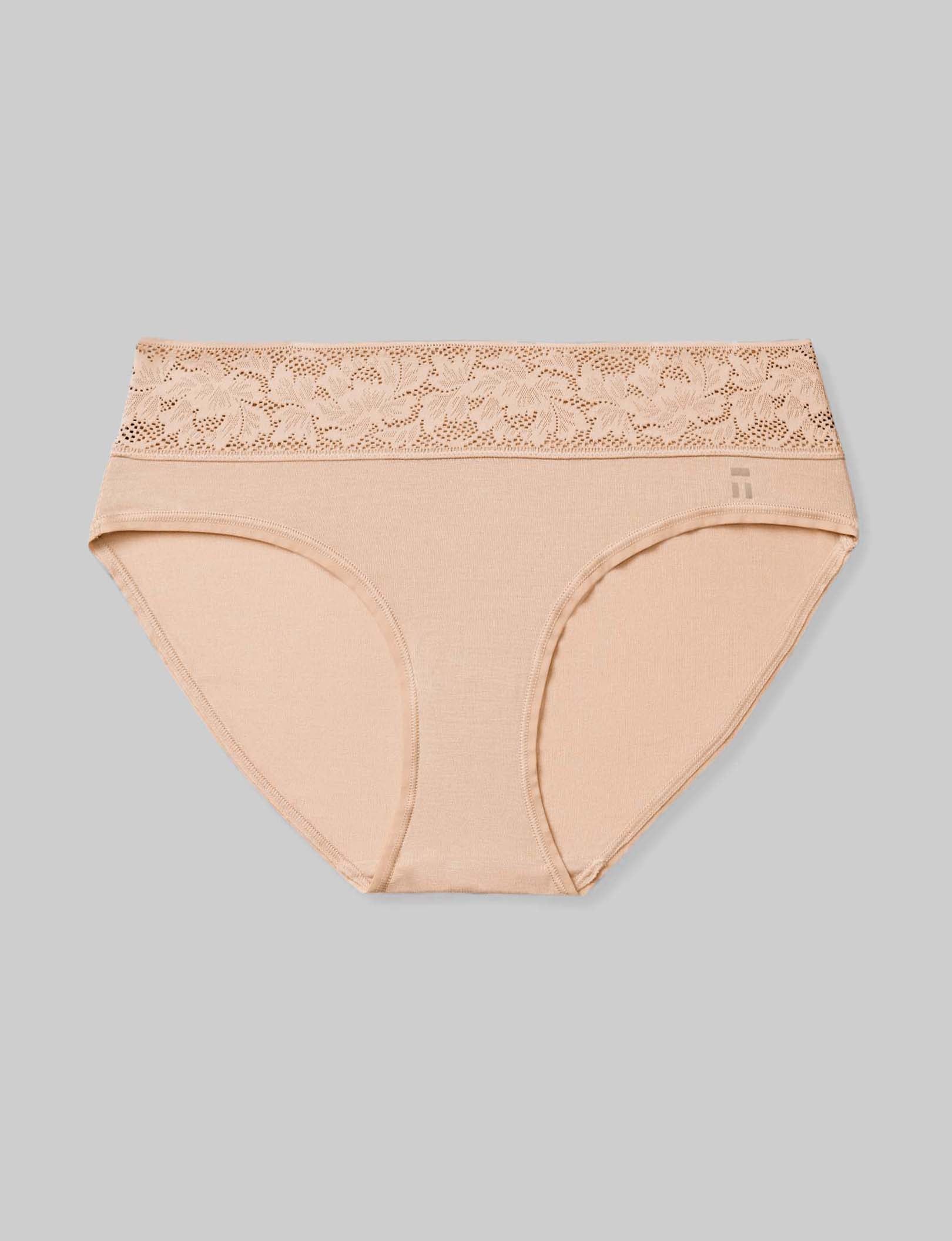 Seamless Women's Lace Waist Second Skin Briefs - Ultra Soft Invisible Underwear for Everyday Comfort & No Show Wear